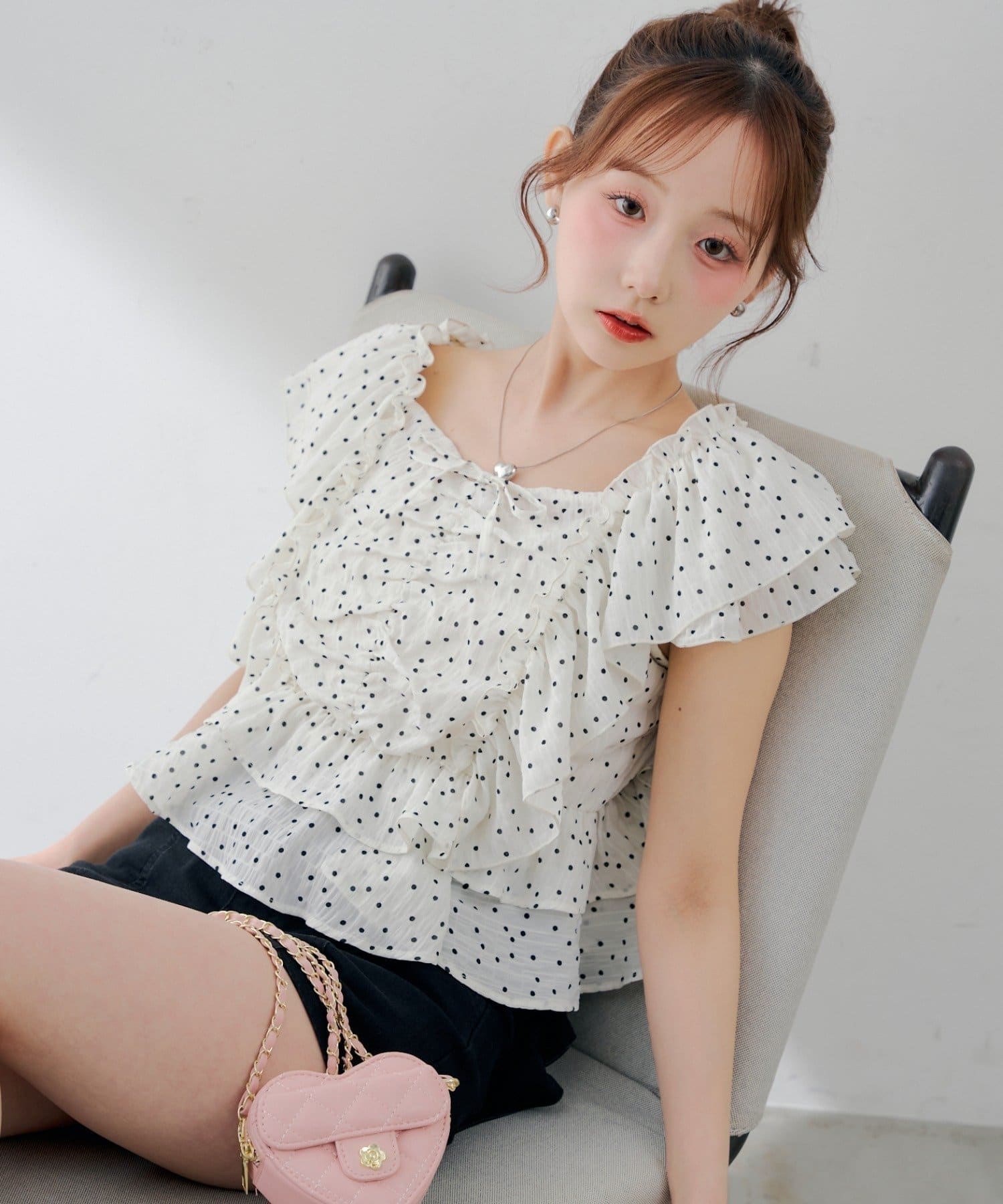 NICE CLAUP / OLIVE des OLIVE OUTLET(ナイスクラップ  / オリーブ デ オリーブ アウトレット) 【continuer】前後2wayフリル袖bブラウス