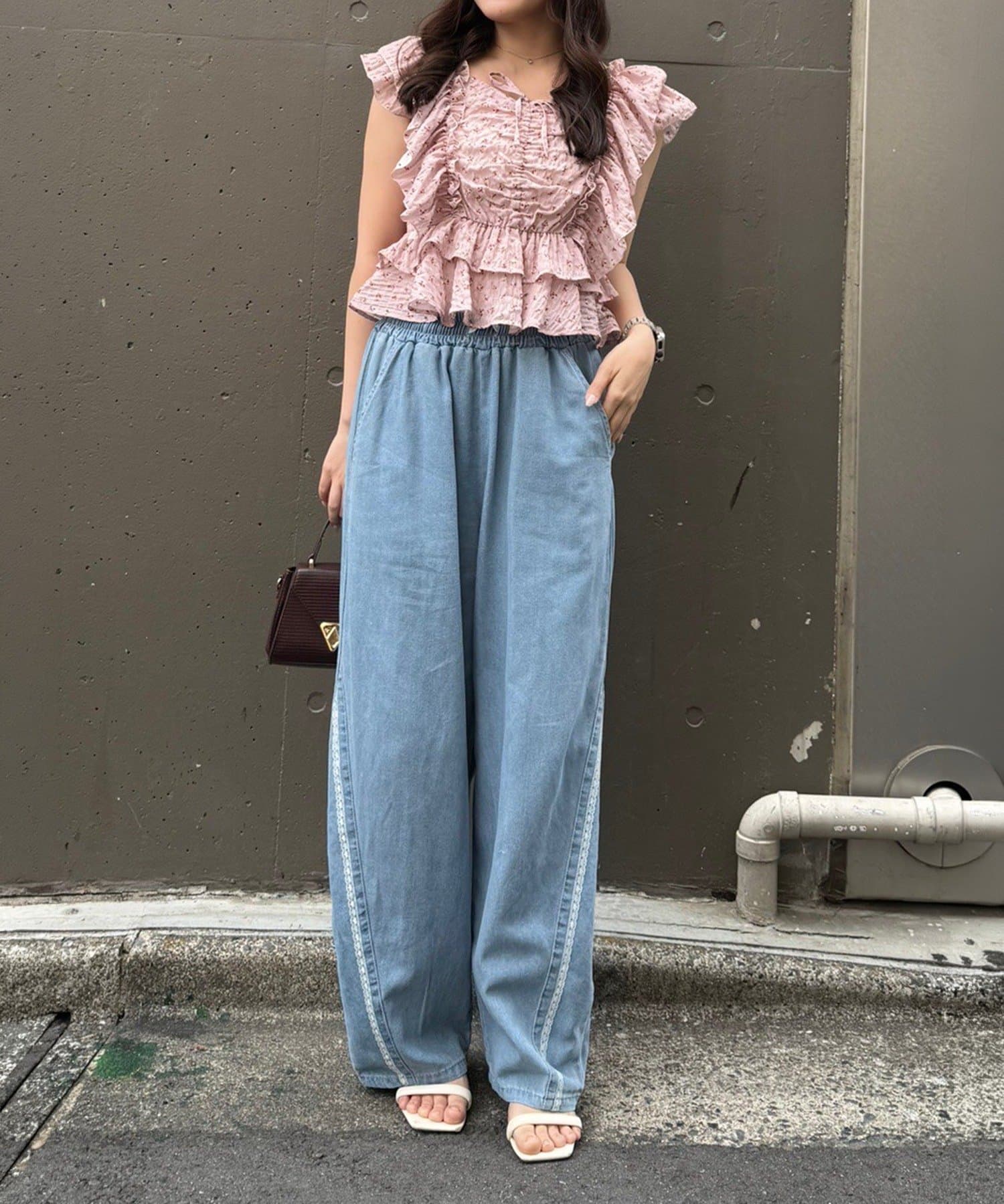 NICE CLAUP / OLIVE des OLIVE OUTLET(ナイスクラップ  / オリーブ デ オリーブ アウトレット) 【continuer】前後2wayフリル袖ブラウス
