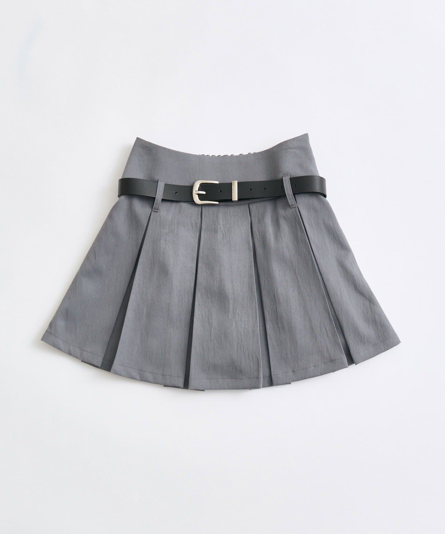 OLIVE des OLIVE(オリーブ デ オリーブ) 合皮ベルト付きプリーツスカート