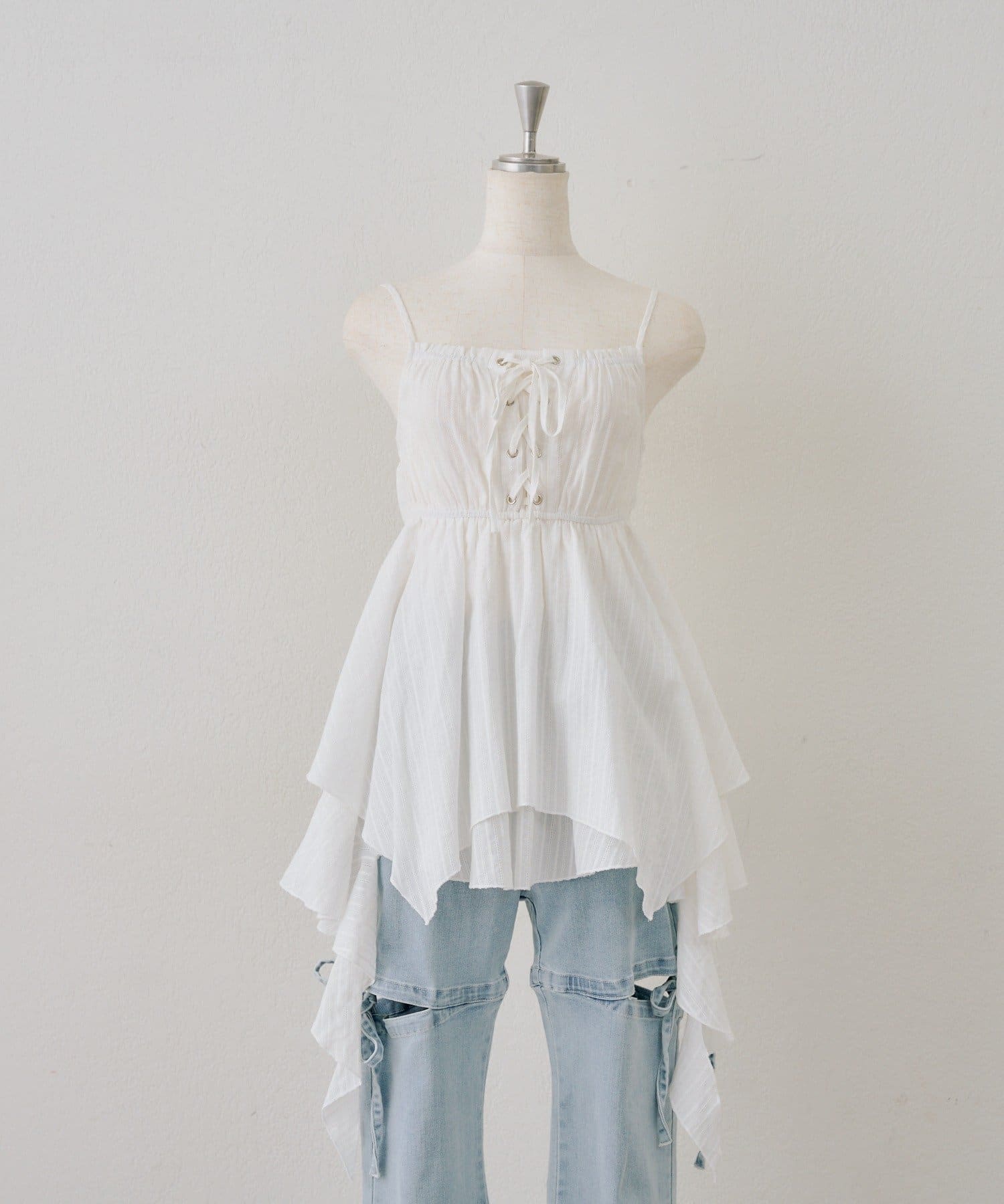 NICE CLAUP / OLIVE des OLIVE OUTLET(ナイスクラップ  / オリーブ デ オリーブ アウトレット) 【continuer】レースアップキャミチュニック