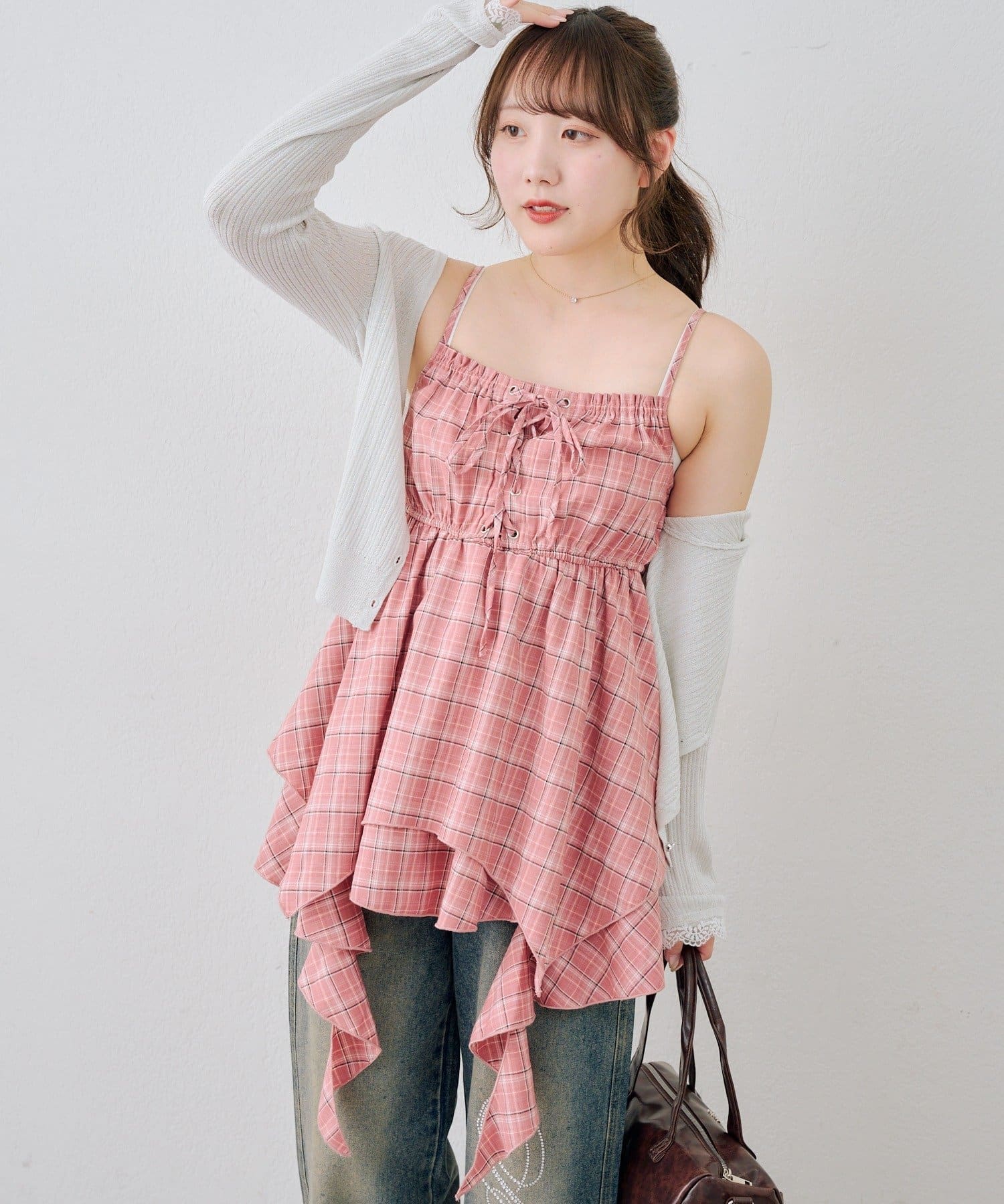 NICE CLAUP / OLIVE des OLIVE OUTLET(ナイスクラップ  / オリーブ デ オリーブ アウトレット) 【continuer】レースアップキャミチュニック