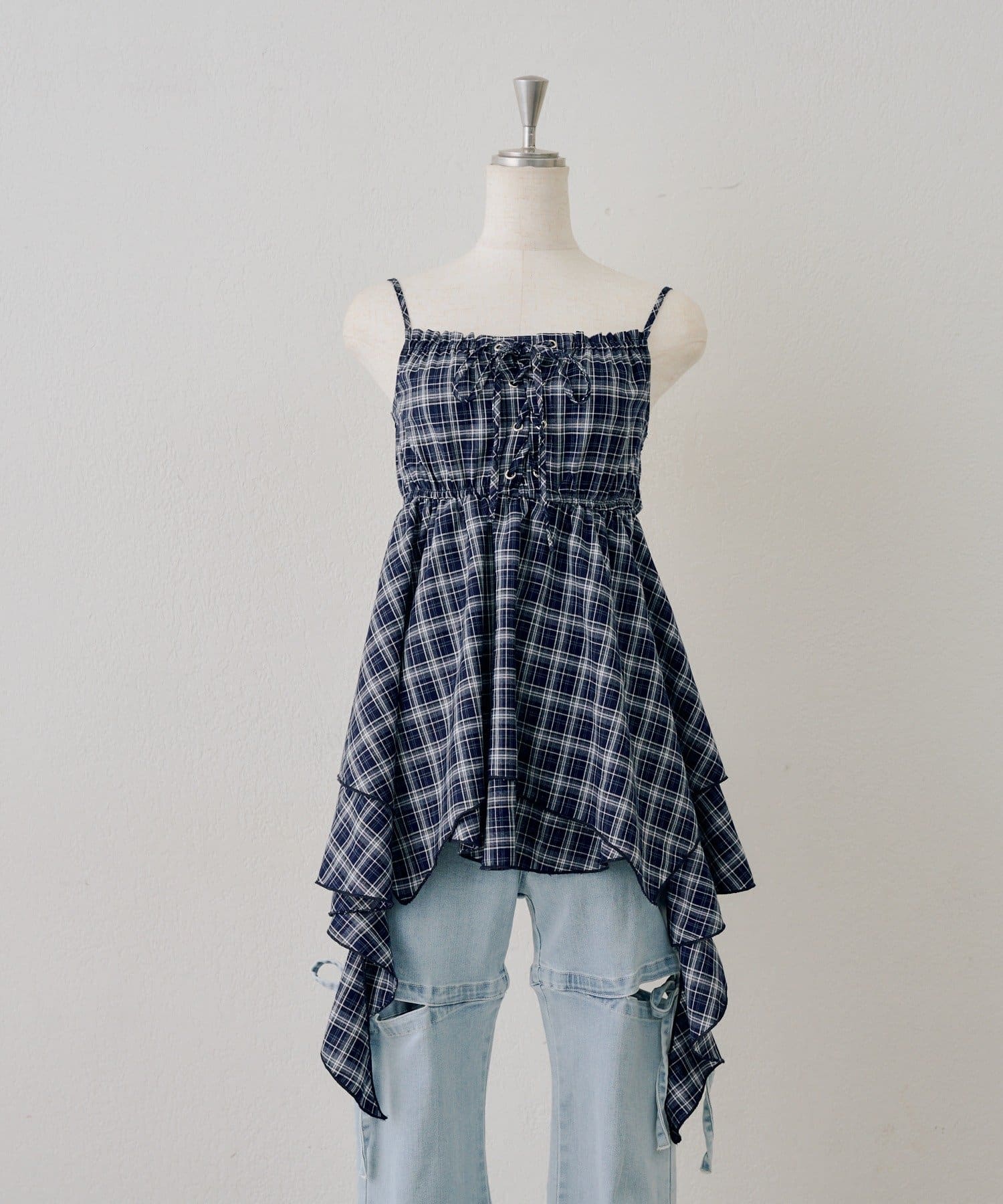 NICE CLAUP / OLIVE des OLIVE OUTLET(ナイスクラップ  / オリーブ デ オリーブ アウトレット) 【continuer】レースアップキャミチュニック