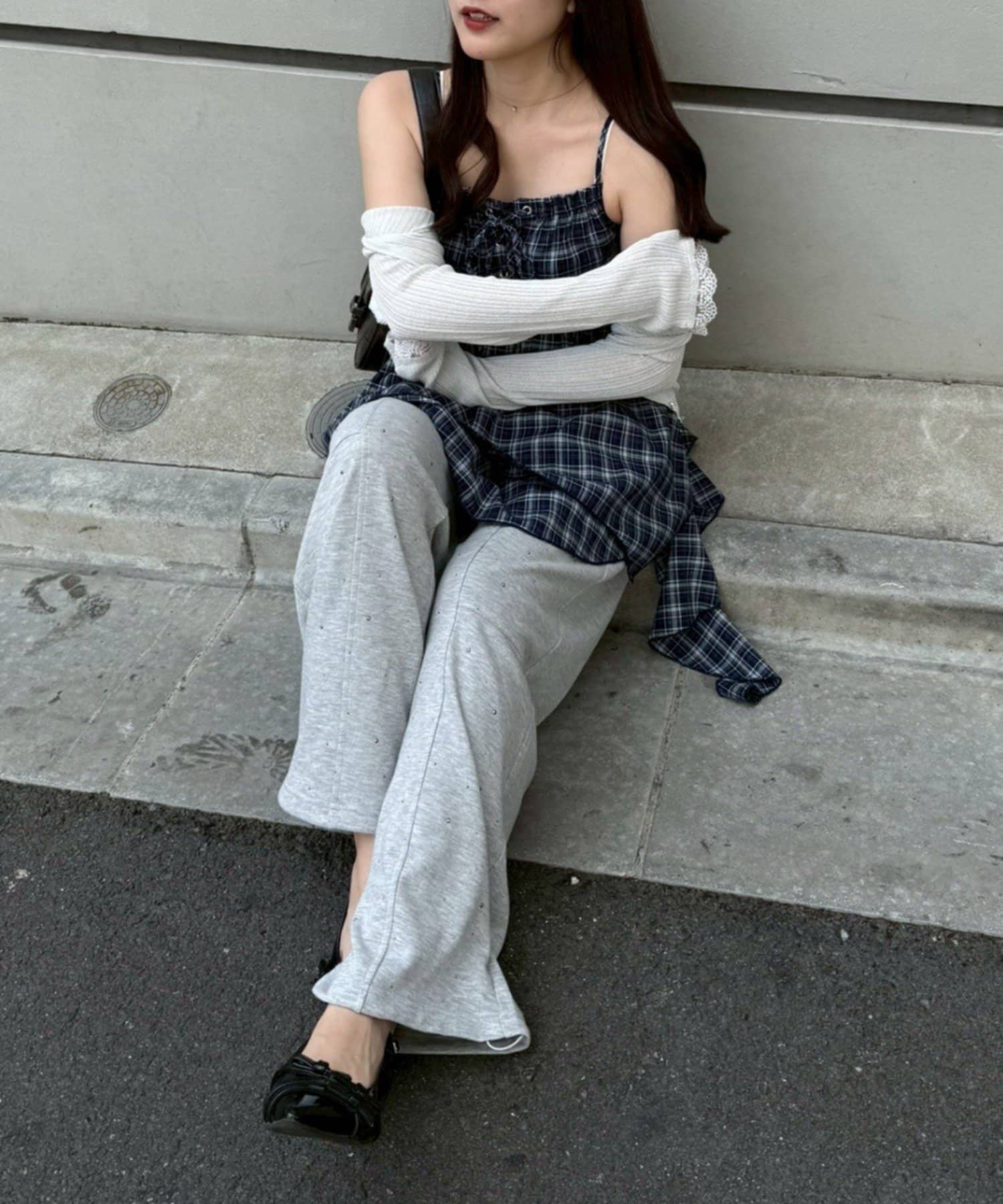 NICE CLAUP / OLIVE des OLIVE OUTLET(ナイスクラップ  / オリーブ デ オリーブ アウトレット) 【continuer】レースアップキャミチュニック