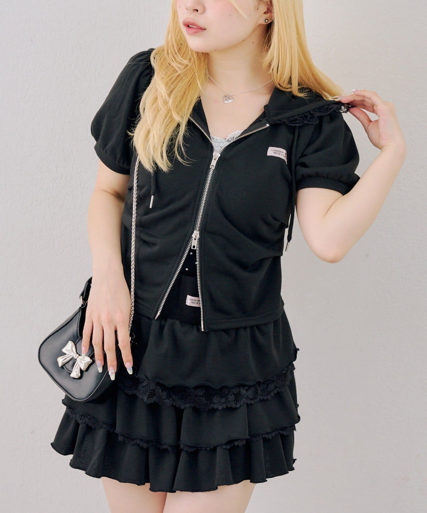 NICE CLAUP / OLIVE des OLIVE OUTLET(ナイスクラップ  / オリーブ デ オリーブ アウトレット) 【continuer】ショートパーカーセットアップ