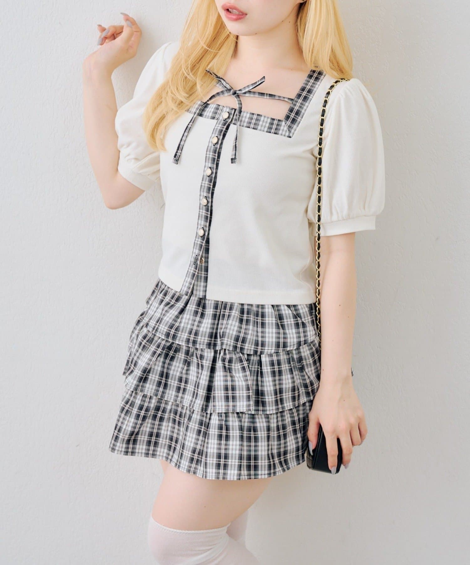 NICE CLAUP / OLIVE des OLIVE OUTLET(ナイスクラップ  / オリーブ デ オリーブ アウトレット) 【ANOTHER BRANCH】スクエアリボンセットアップ