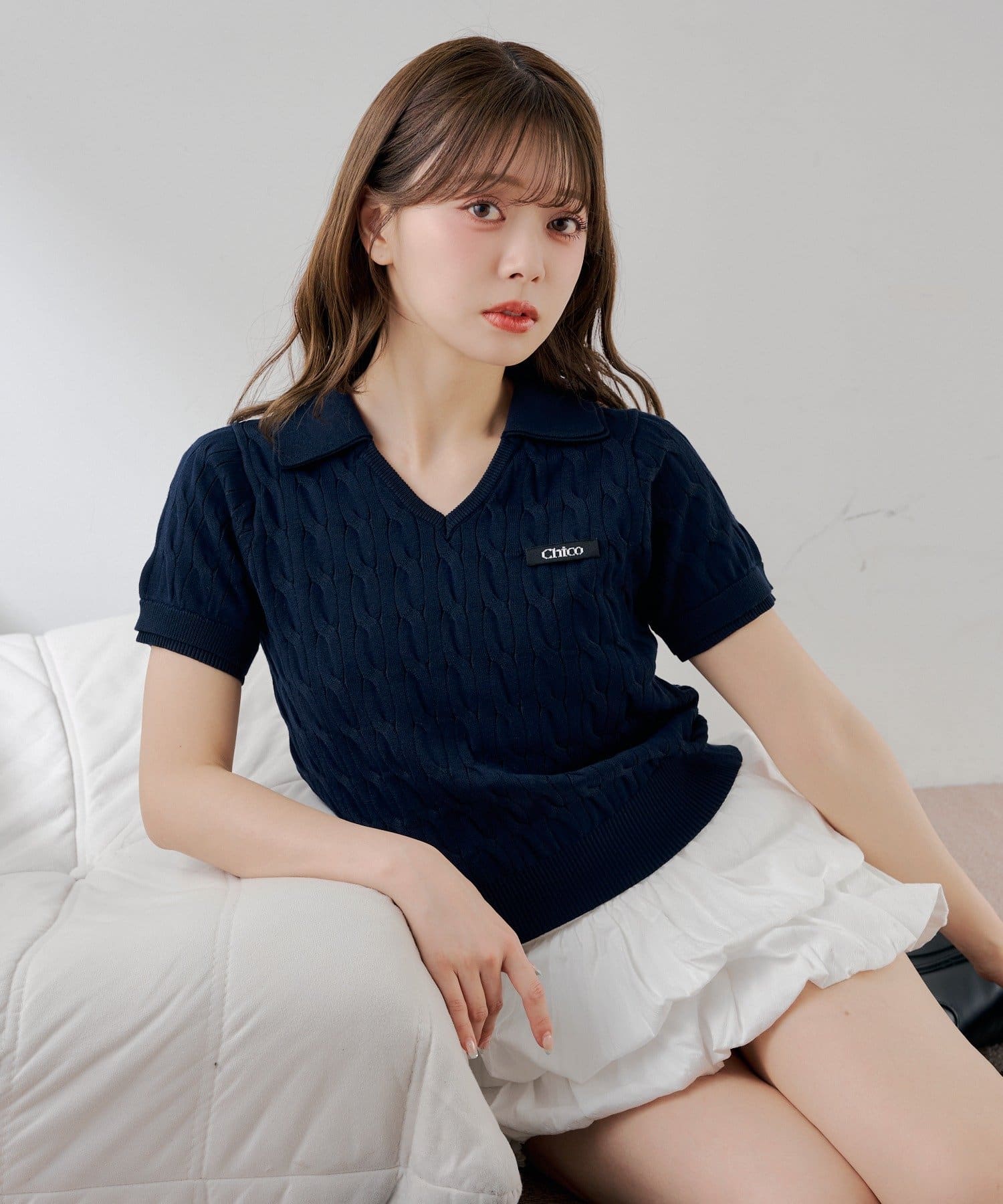 Chico(チコ) 裾レイヤードポロニット
