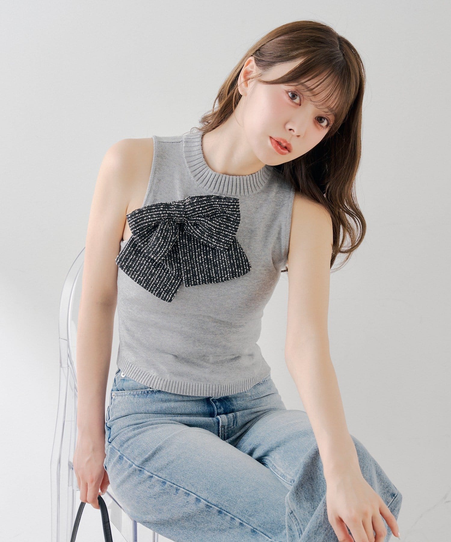 Chico(チコ) ツイードリボンニットタンク