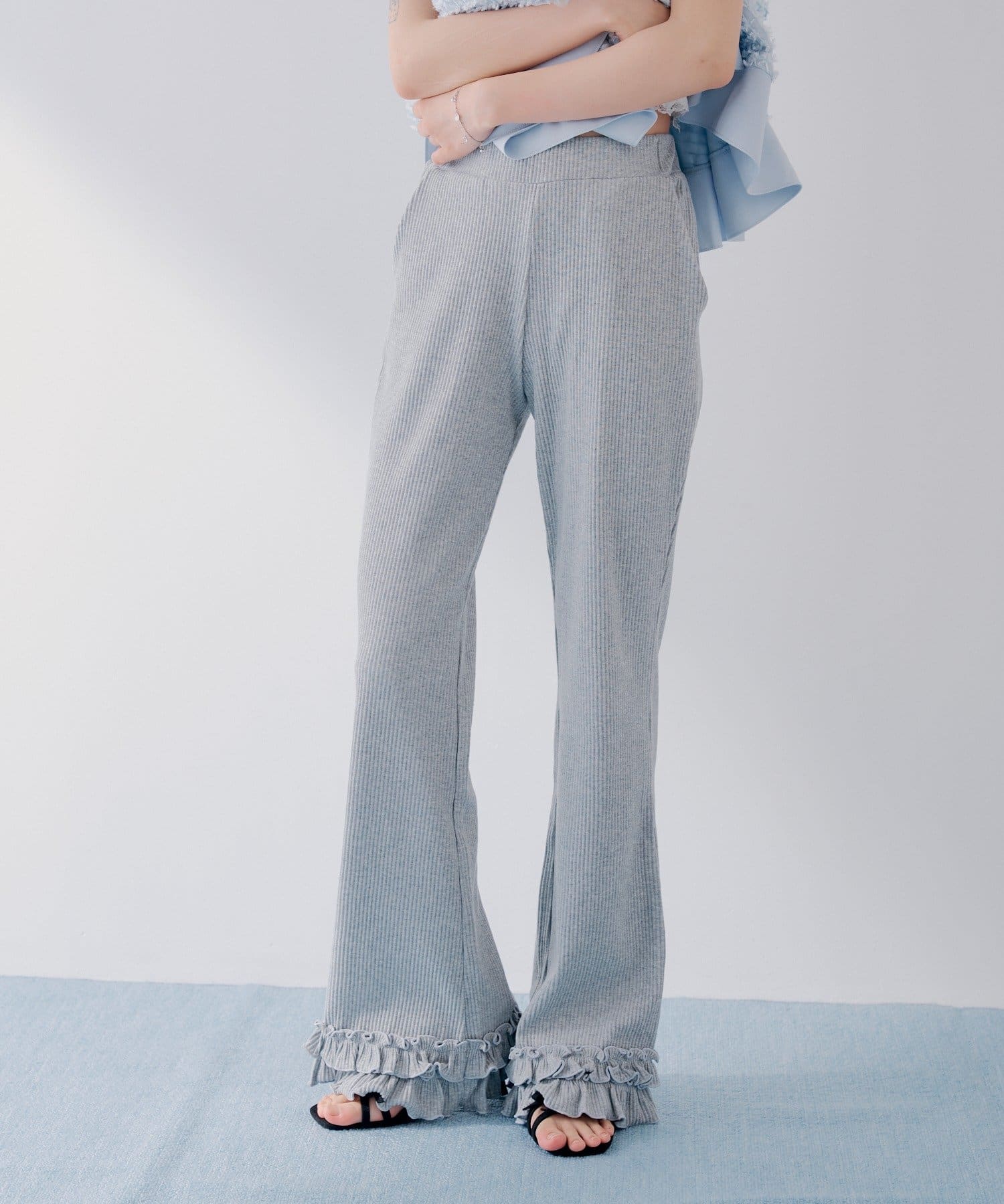 Chico(チコ) 【SALON by Chico】ストレッチタイトフレアリブパンツ