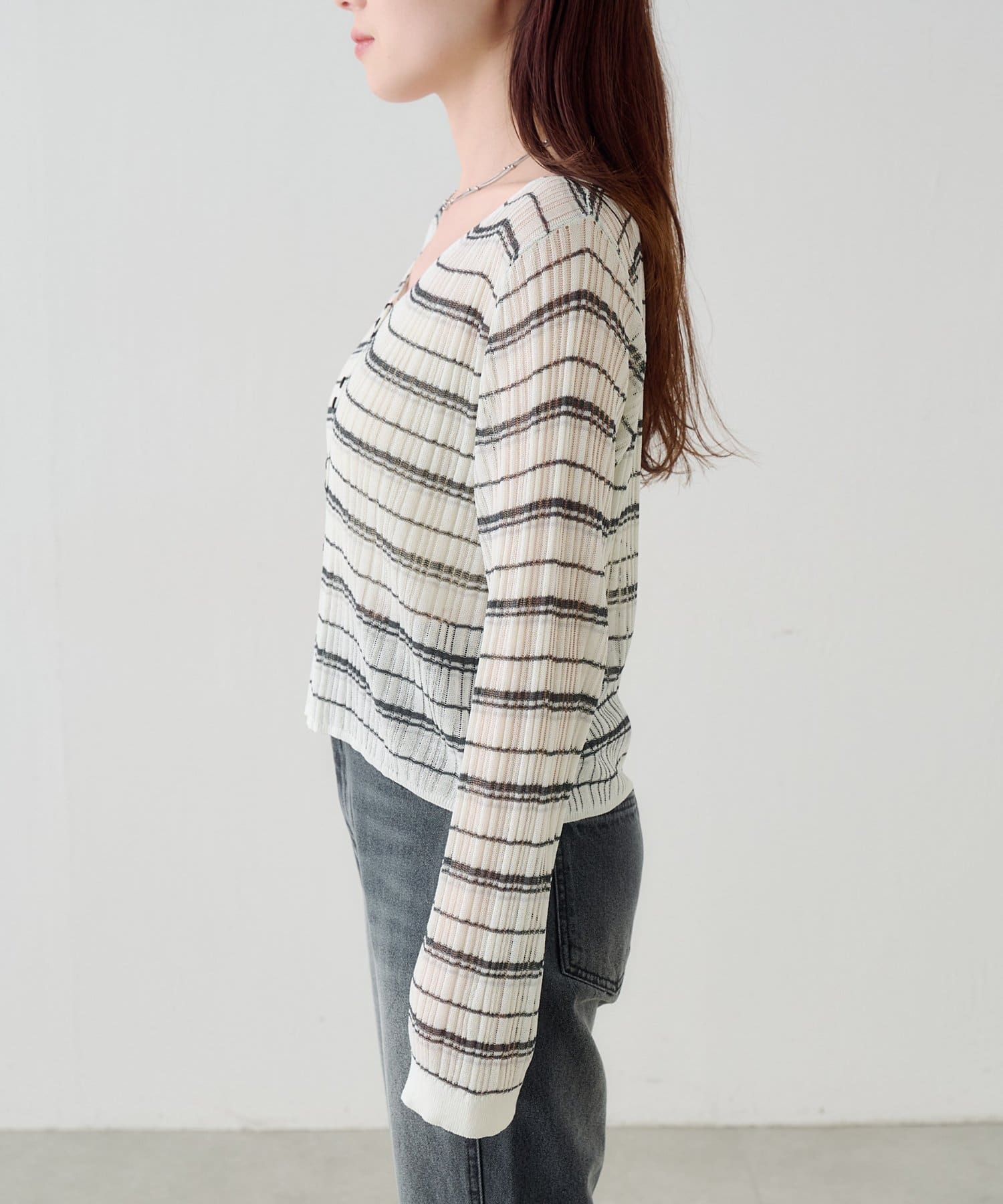 Kastane(カスタネ) ボーダーシアーカーディガン