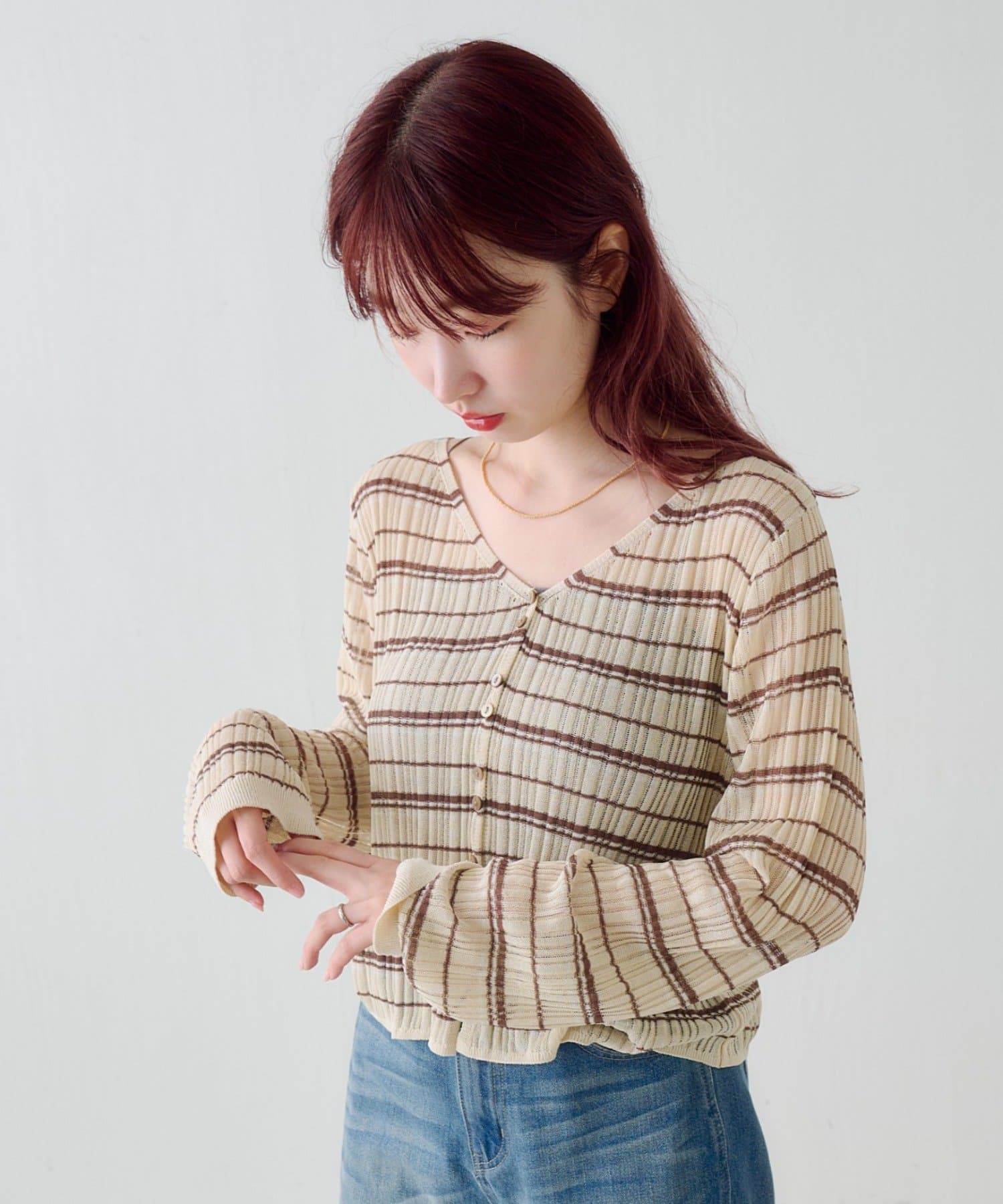 Kastane(カスタネ) ボーダーシアーカーディガン