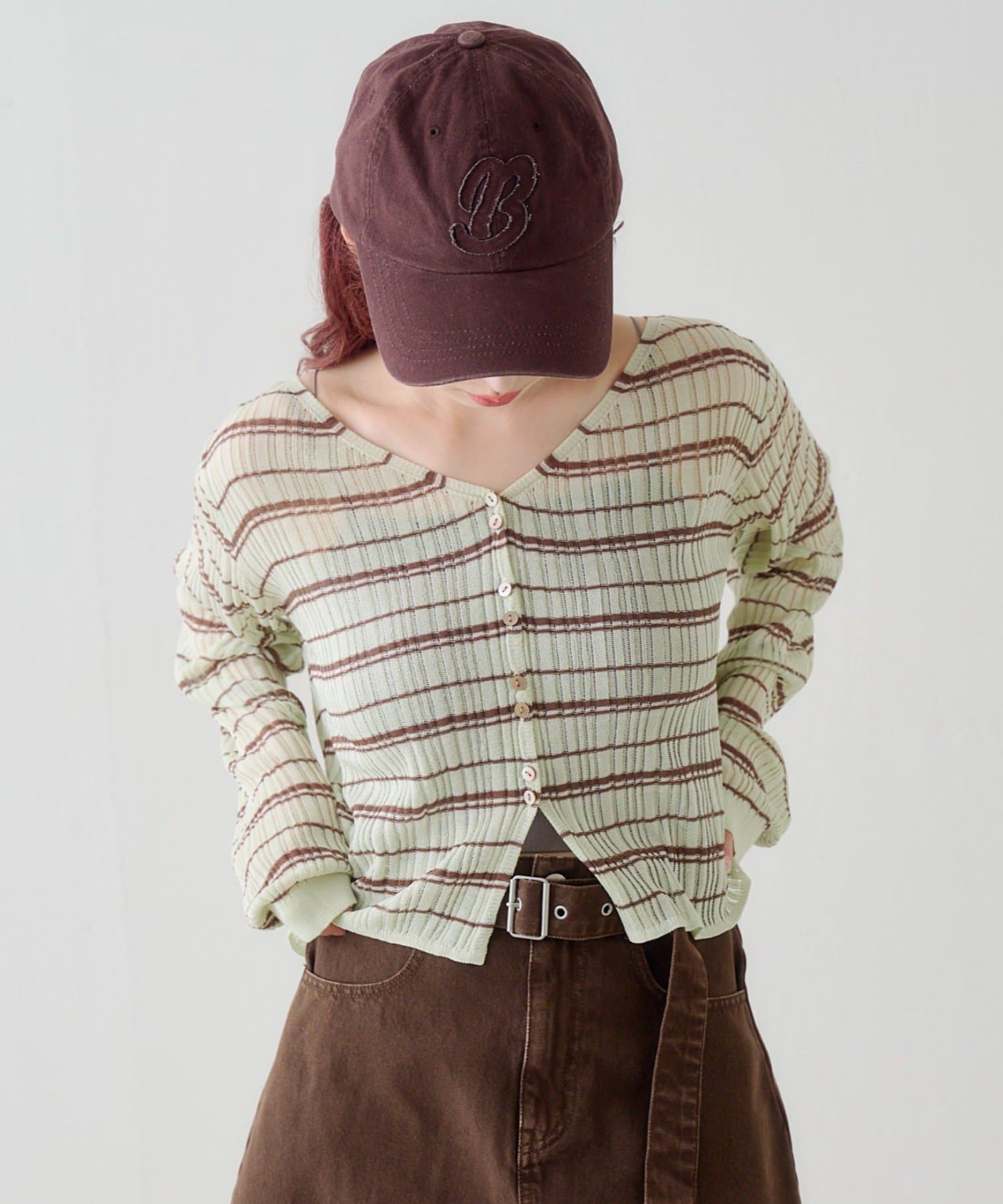 Kastane(カスタネ) ボーダーシアーカーディガン