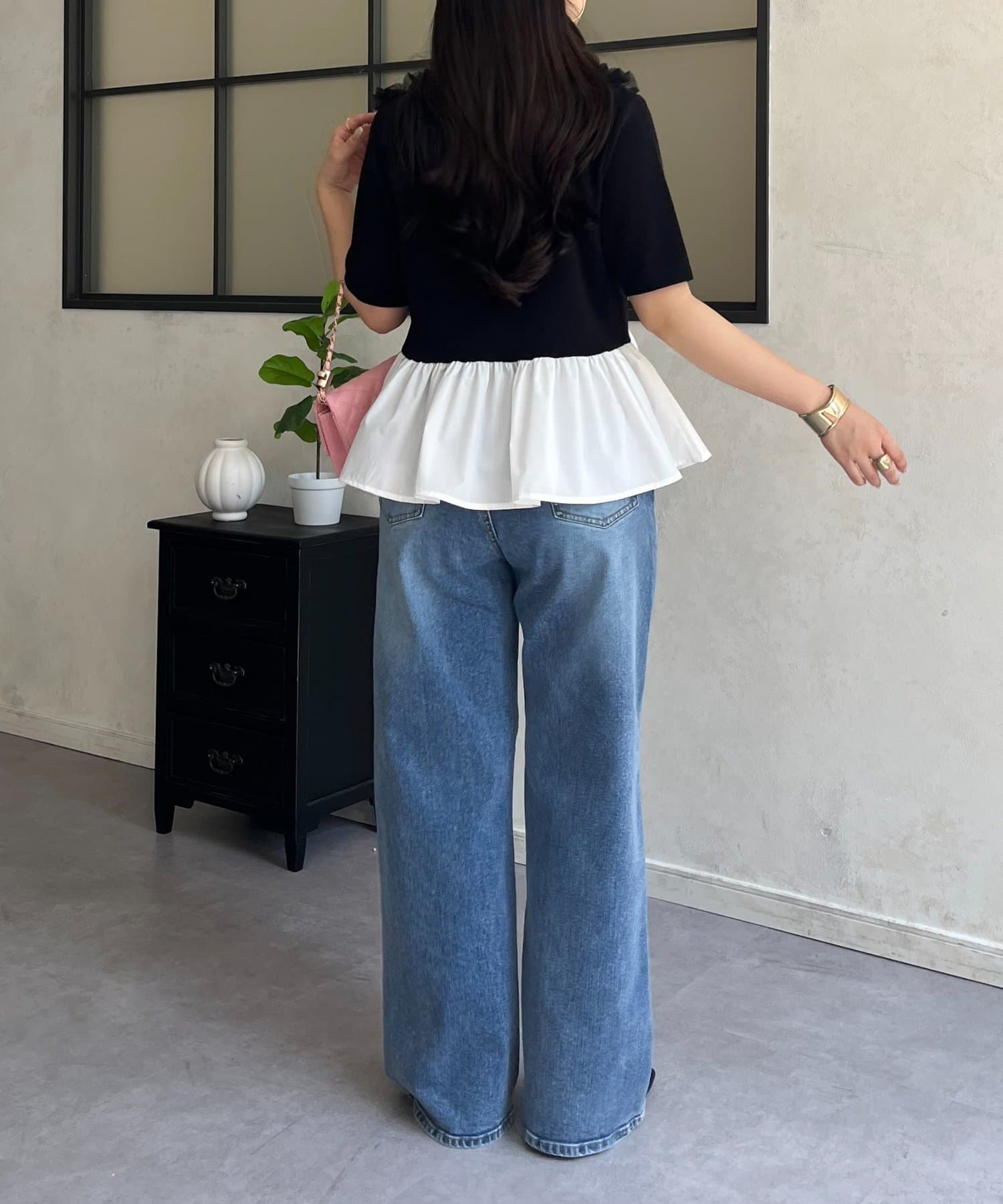 prose verse(プロズヴェール) チュールフリルドッキングペプラムニットカーディガン