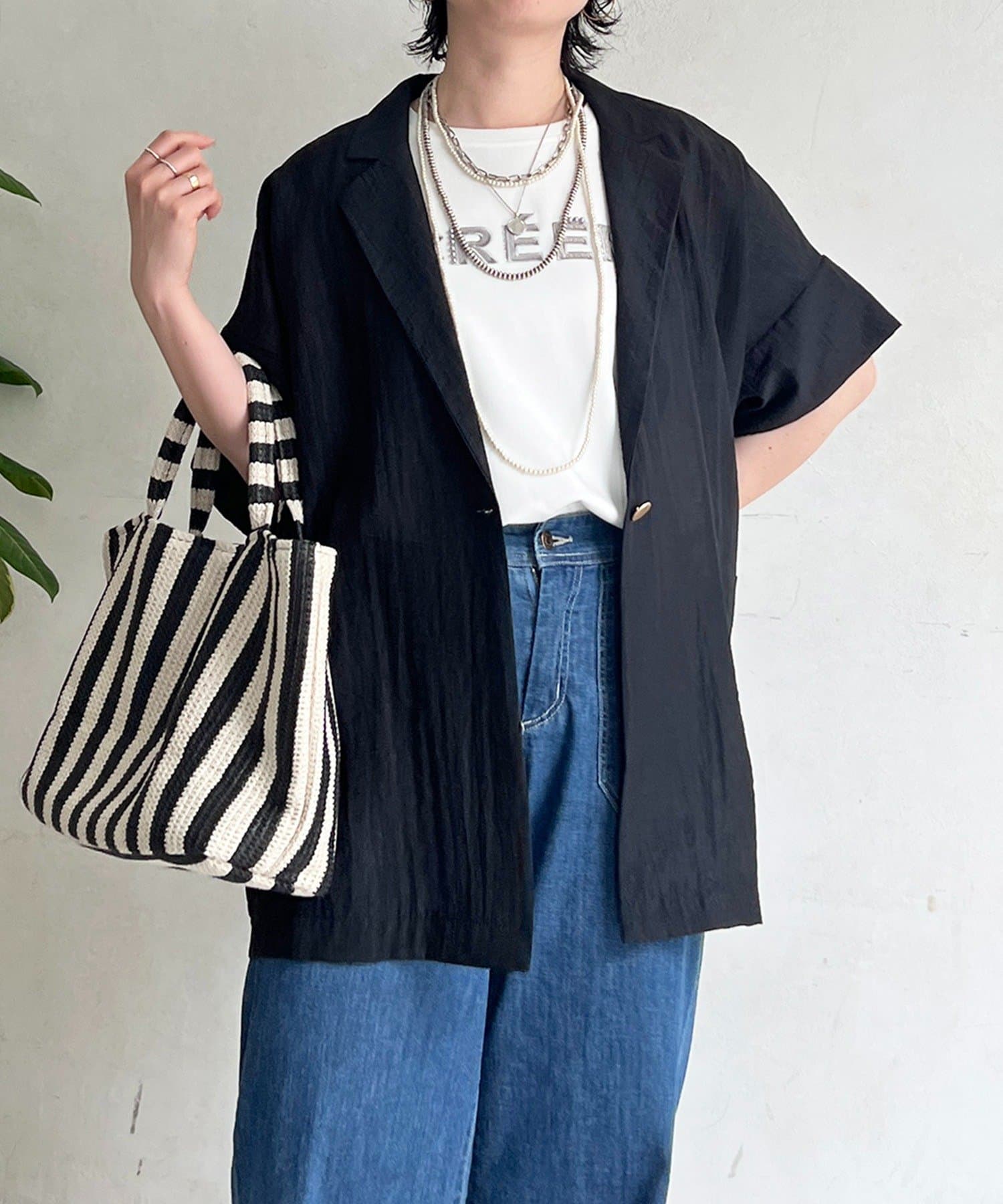 un dix cors(アンディコール) 半袖麻混ジャケット