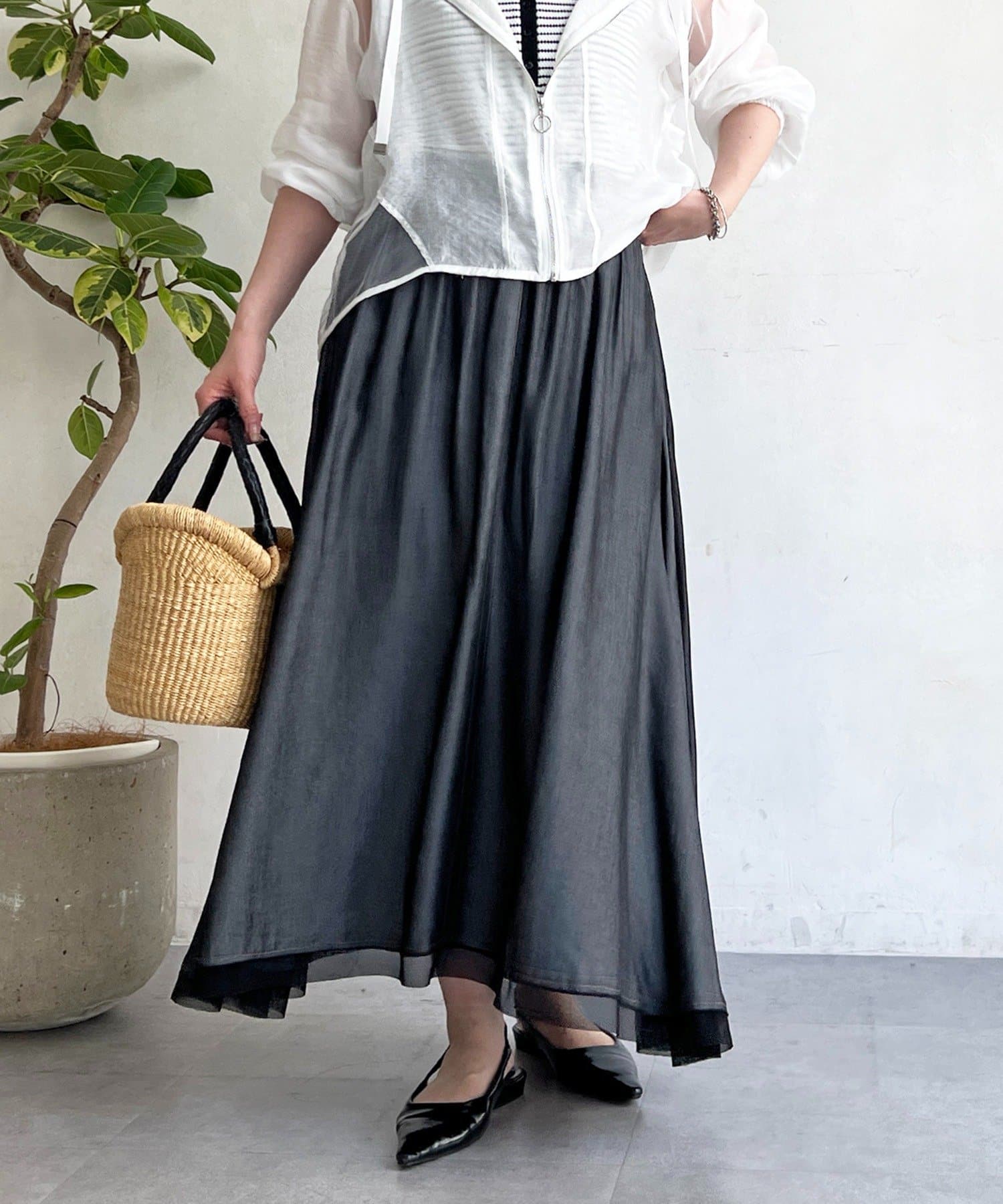 un dix cors(アンディコール) シャンブレーウエストゴムスカート