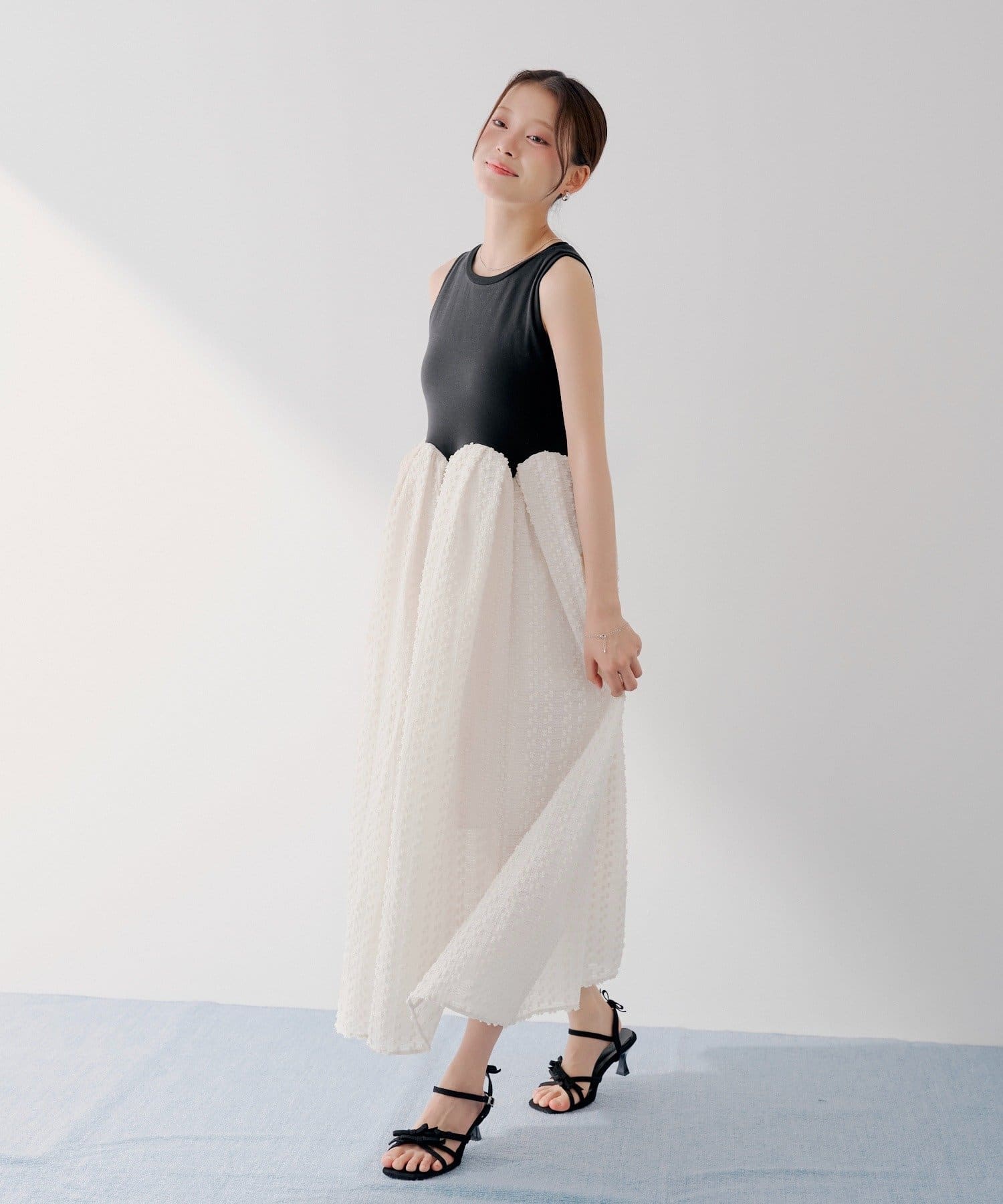 Chico(チコ) 【SALON by Chico】チューリップボリュームドッキングワンピース