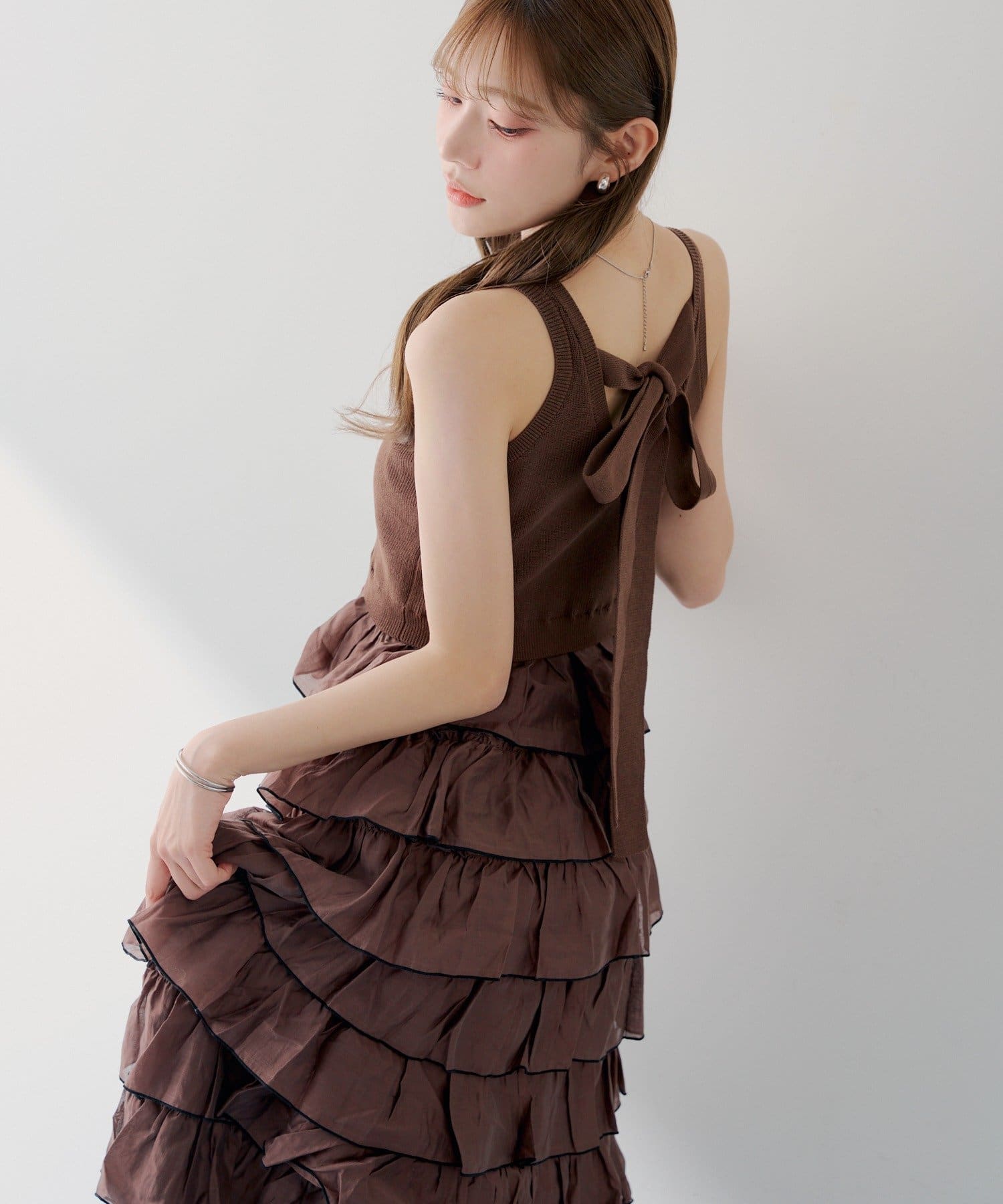 Chico(チコ) 【SALON by Chico】アメスリフリルティアードドッキングワンピース