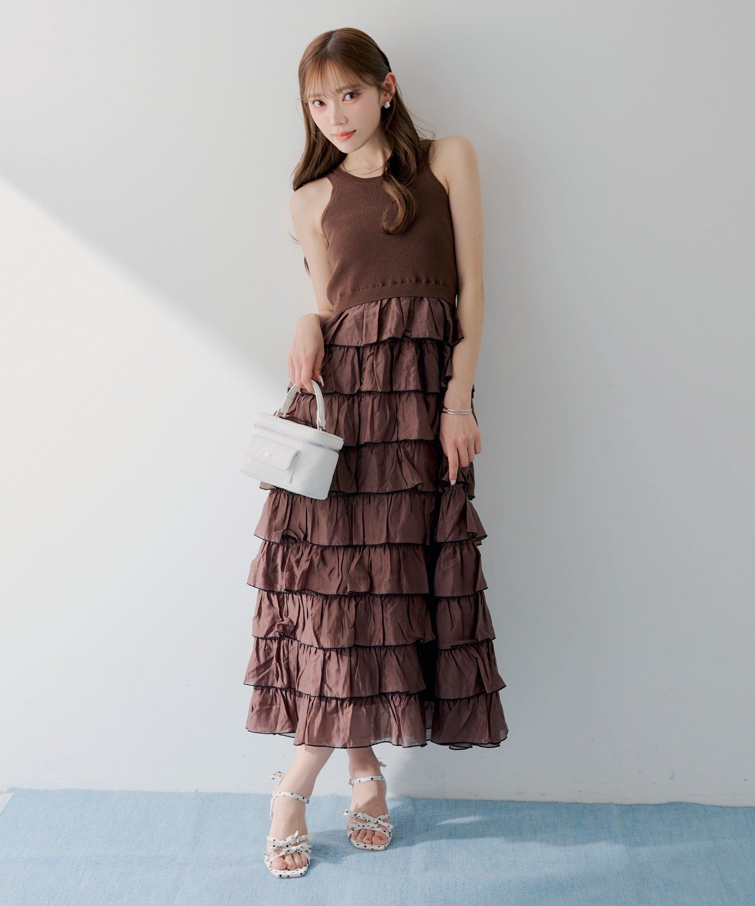 Chico(チコ) 【SALON by Chico】アメスリフリルティアードドッキングワンピース