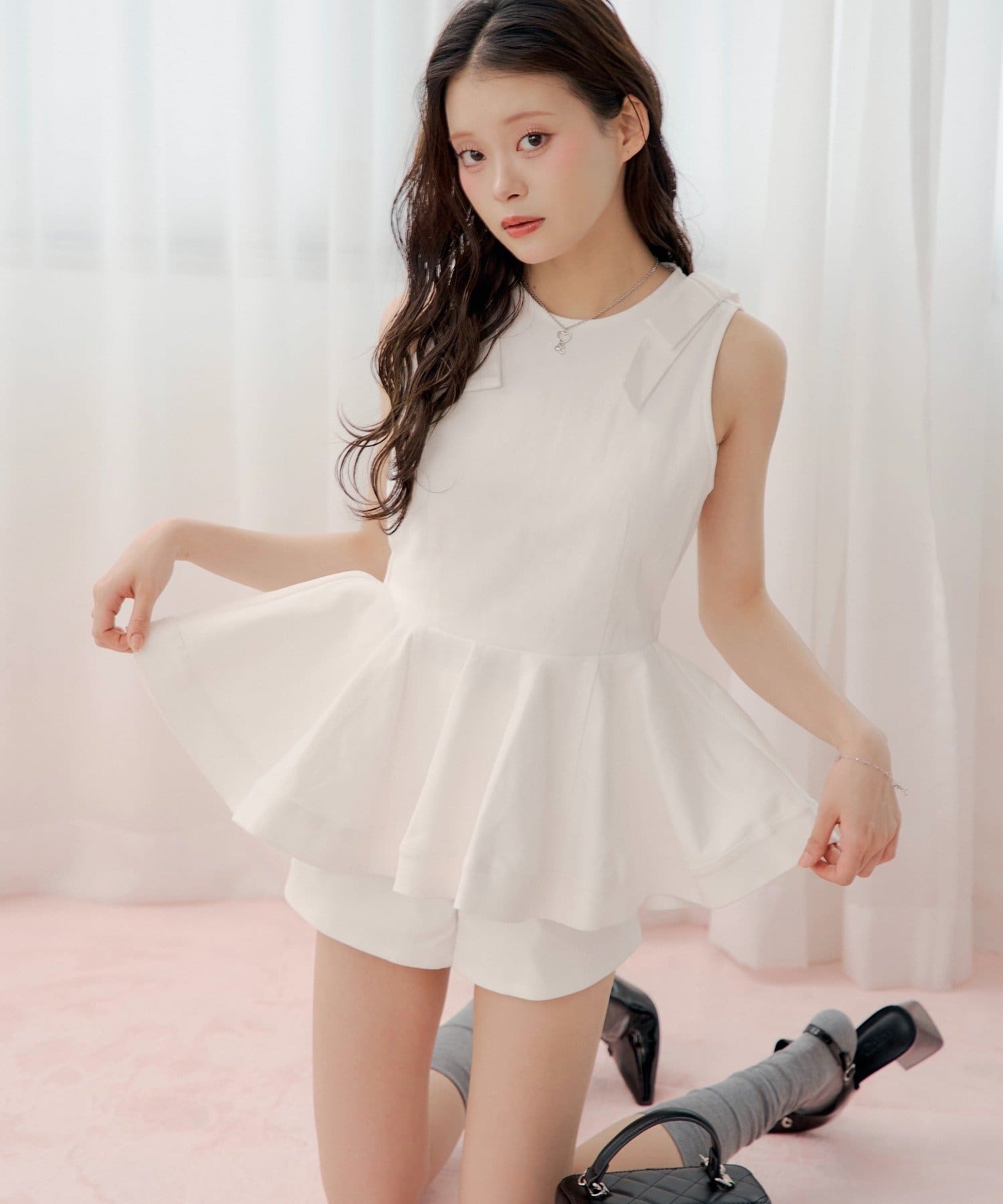 Chico(チコ) 【セットアップ対応】デニムペプラムブラウス