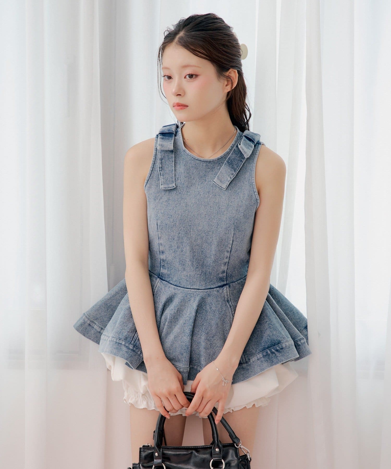 Chico(チコ) 【セットアップ対応】デニムペプラムブラウス