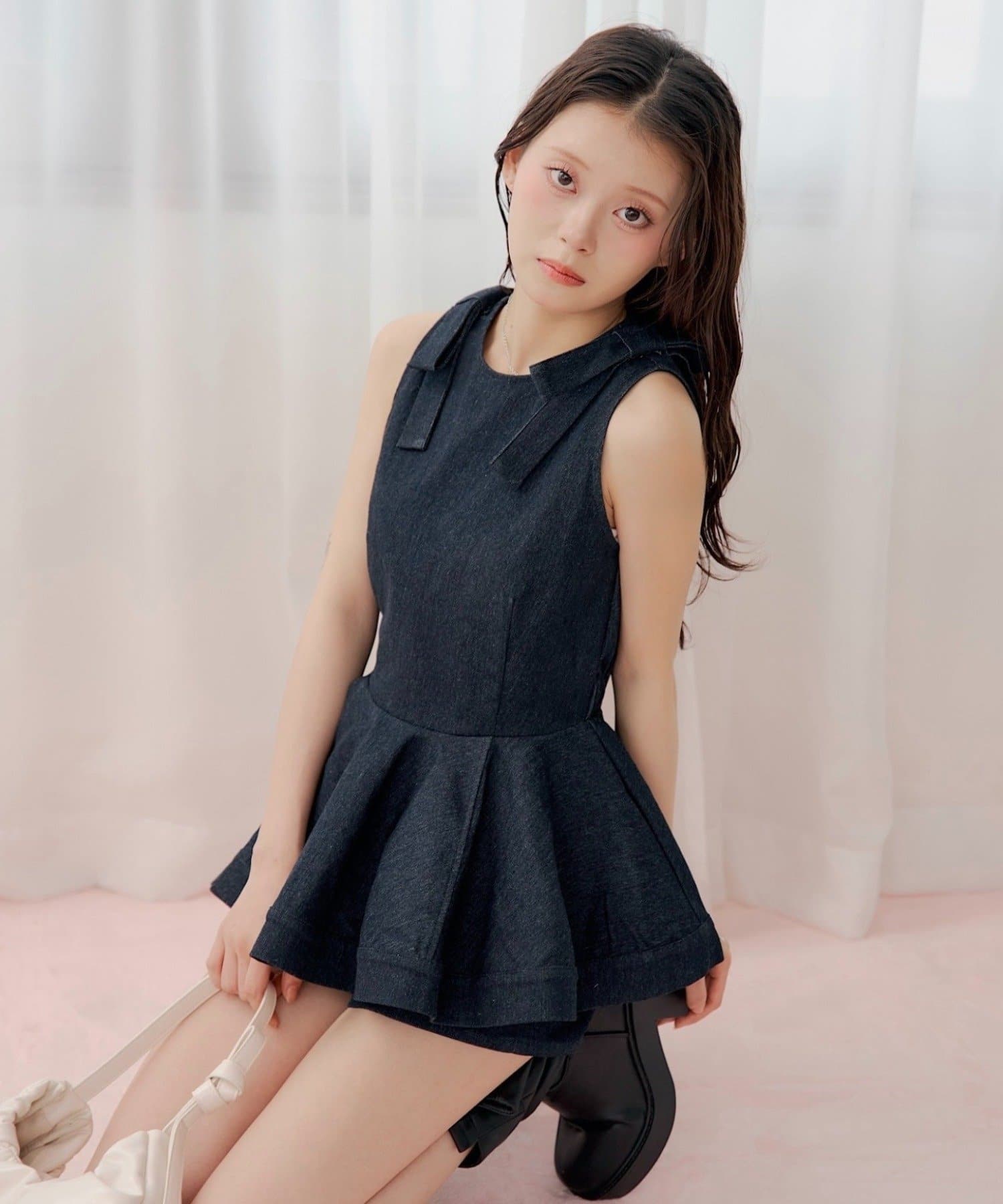 Chico(チコ) 【セットアップ対応】デニムペプラムブラウス