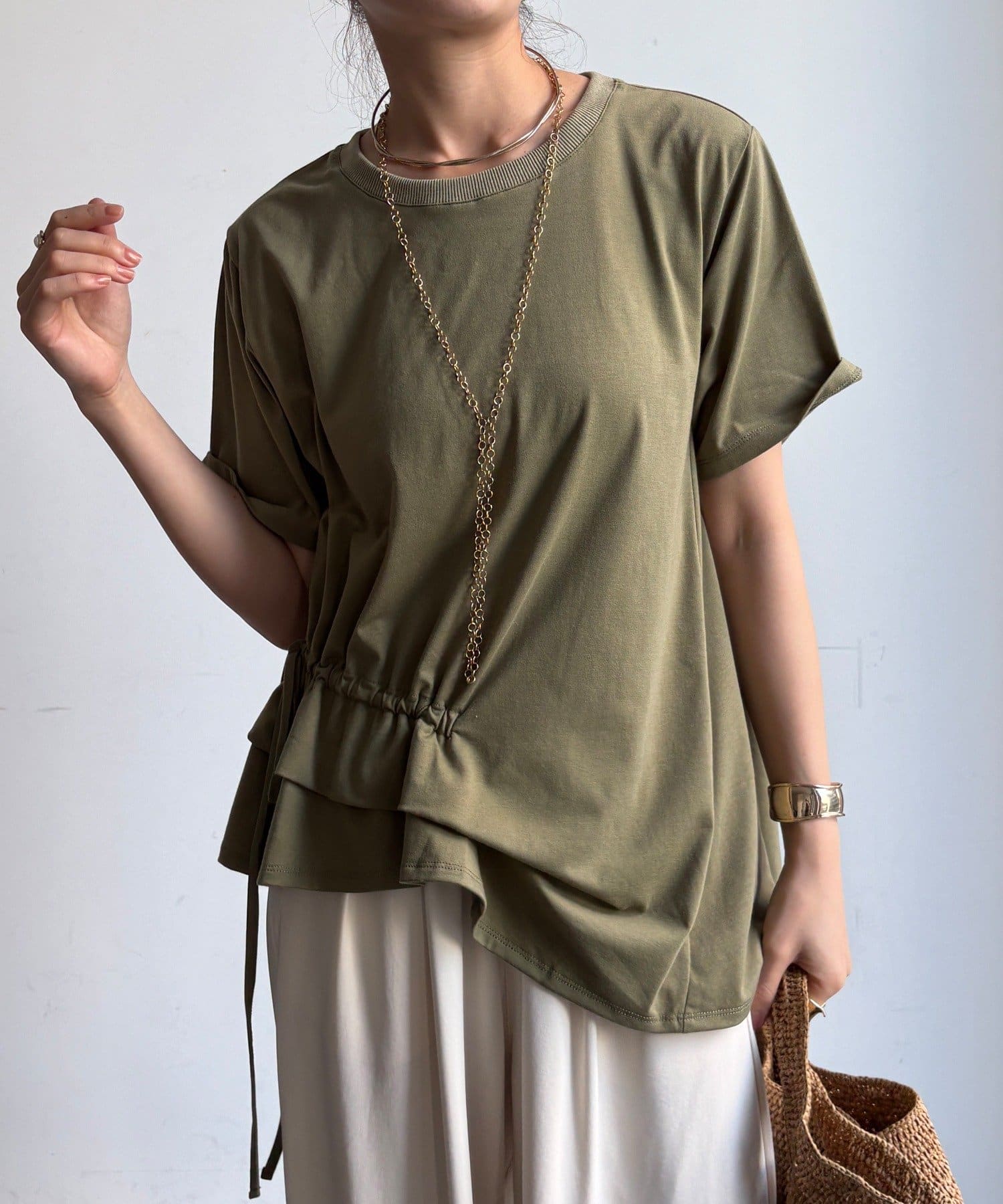 DOUDOU(ドゥドゥ) 【WEB限定】アシメタックフリルデザインTEE