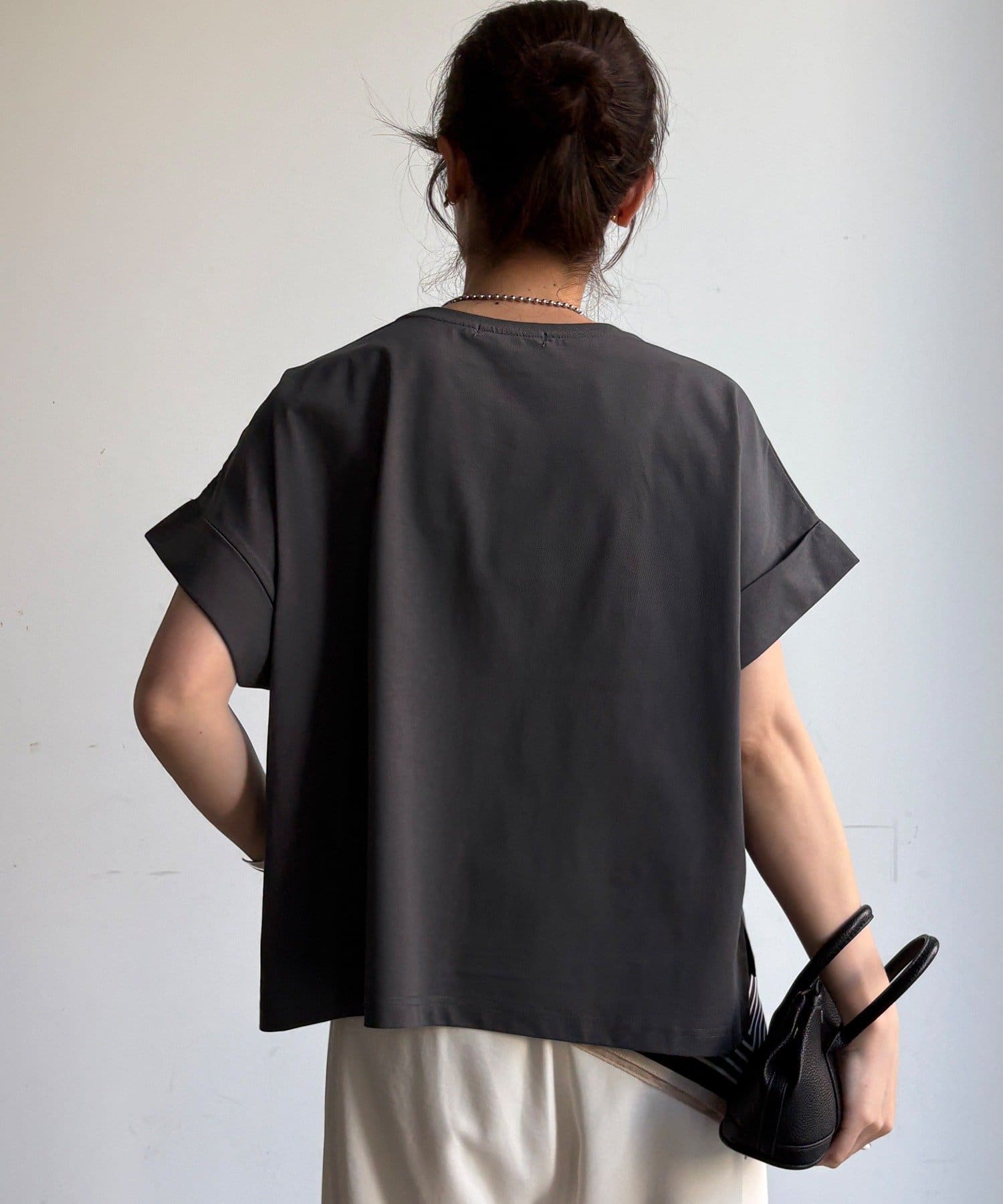 DOUDOU(ドゥドゥ) 【WEB限定】ロールアップロゴプリントワイドTEE