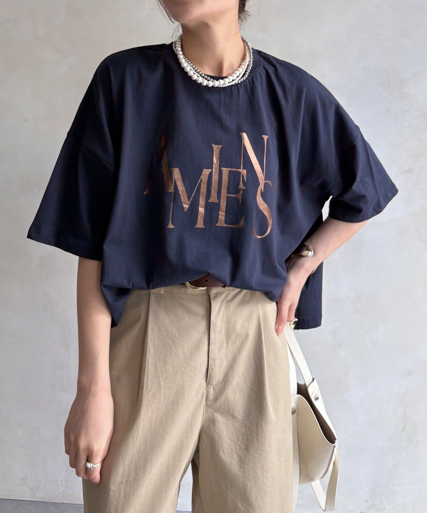 DOUDOU(ドゥドゥ) 【WEB限定】ワイドシルエット箔ロゴTEE