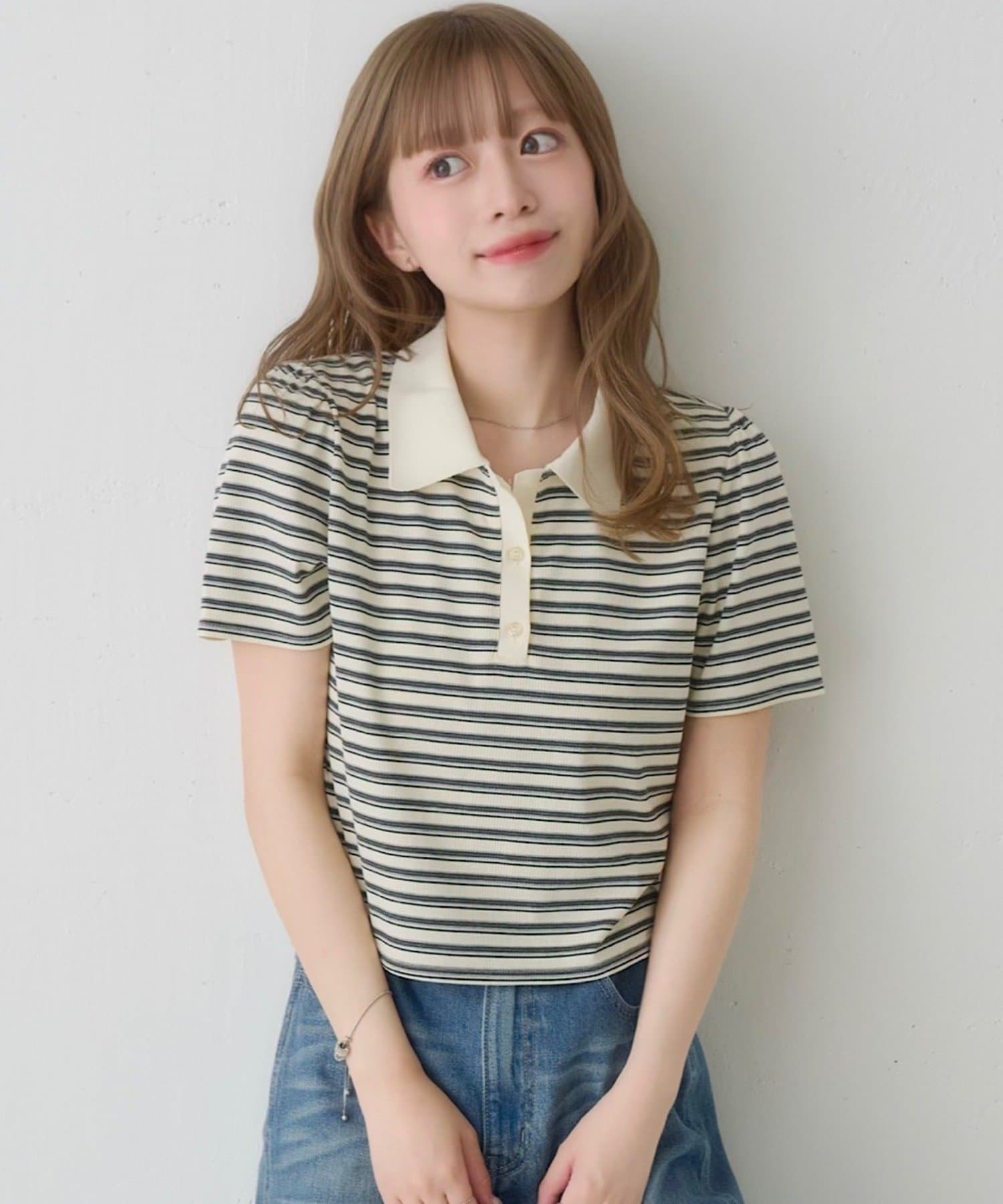 Kastane(カスタネ) 【S.Mサイズ展開】ボーダーポロTEE