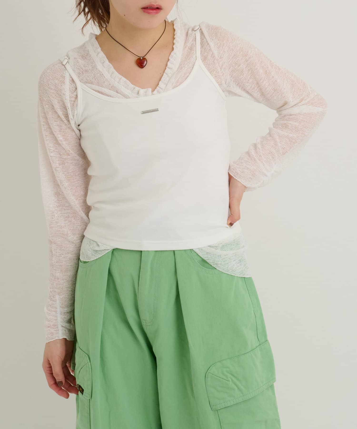 w closet(ダブルクローゼット) 【5色展開】プレート付きキャミ