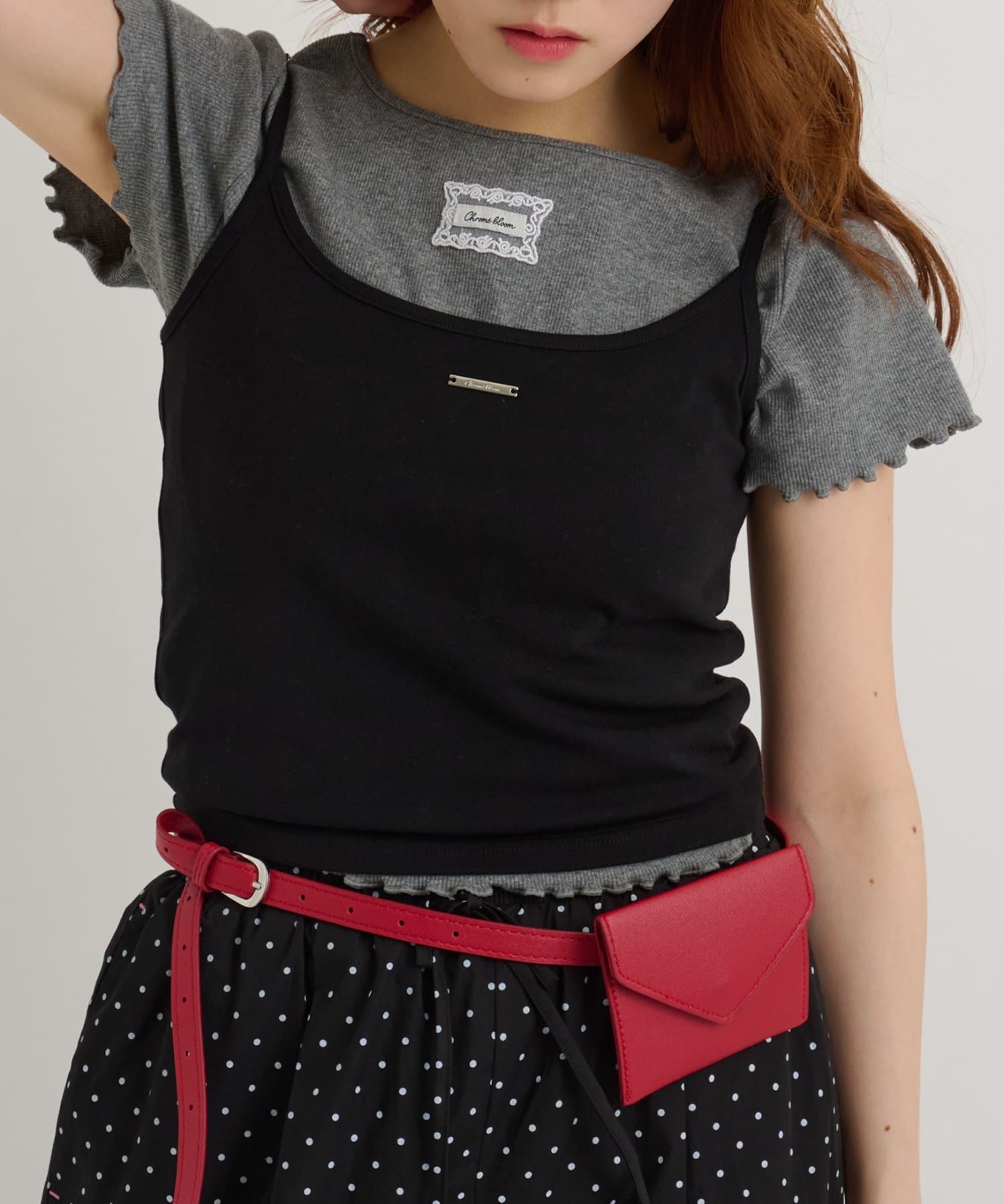 w closet(ダブルクローゼット) 【5色展開】プレート付きキャミ