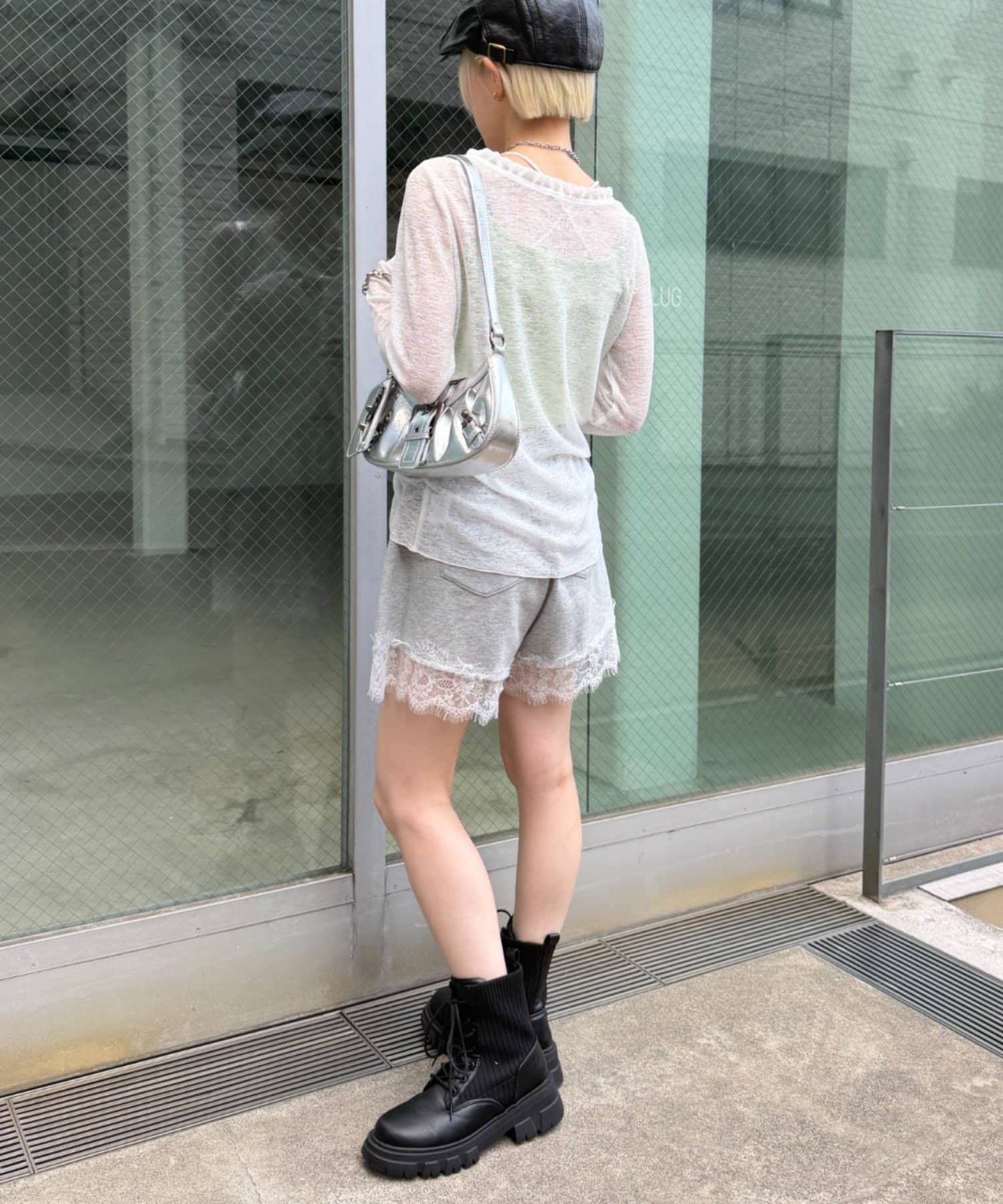 w closet(ダブルクローゼット) レースショートスウェットPT