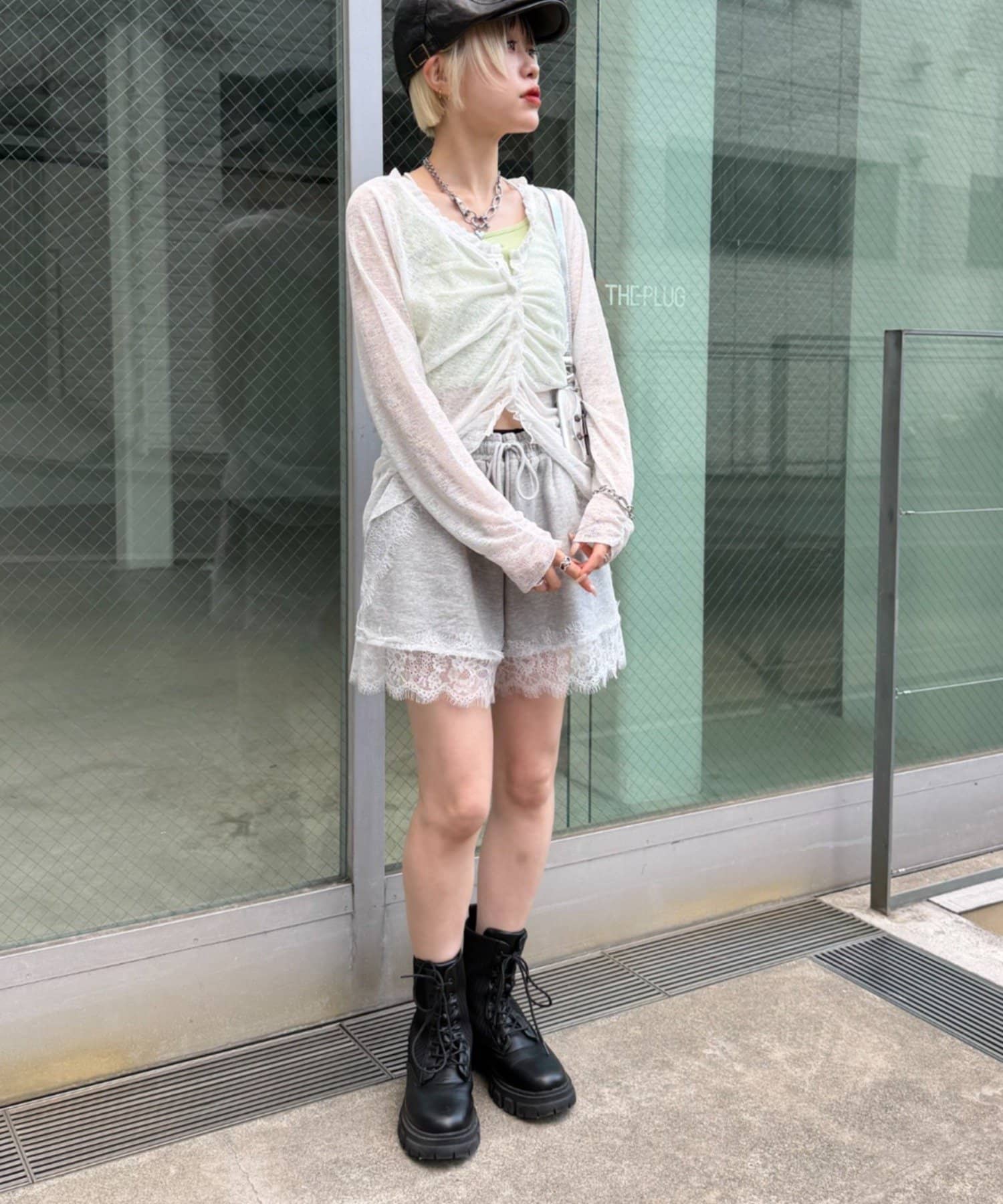 w closet(ダブルクローゼット) レースショートスウェットPT
