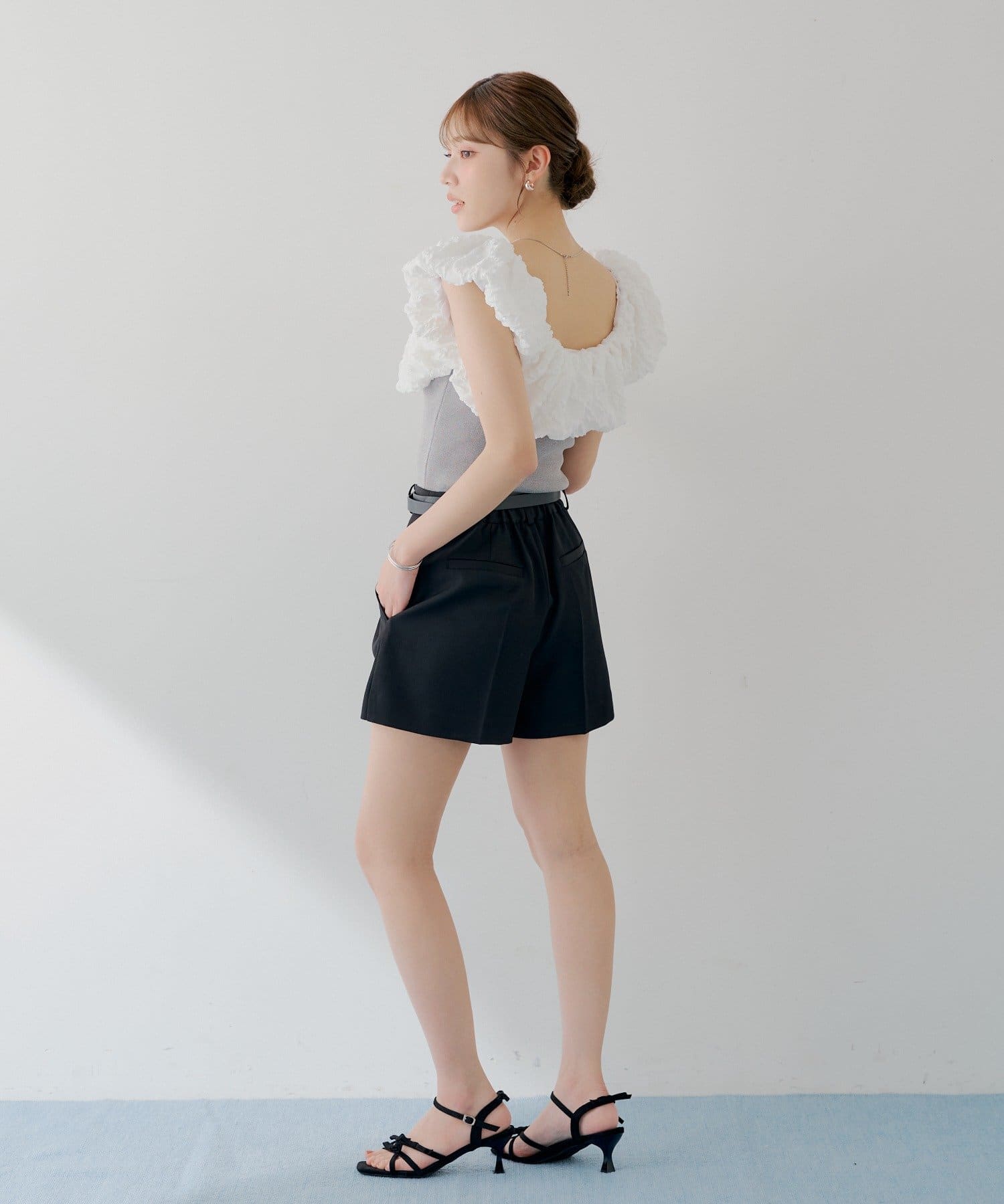 Chico(チコ) 【SALON by Chico】ジャガードパフスリーブドッキングニット