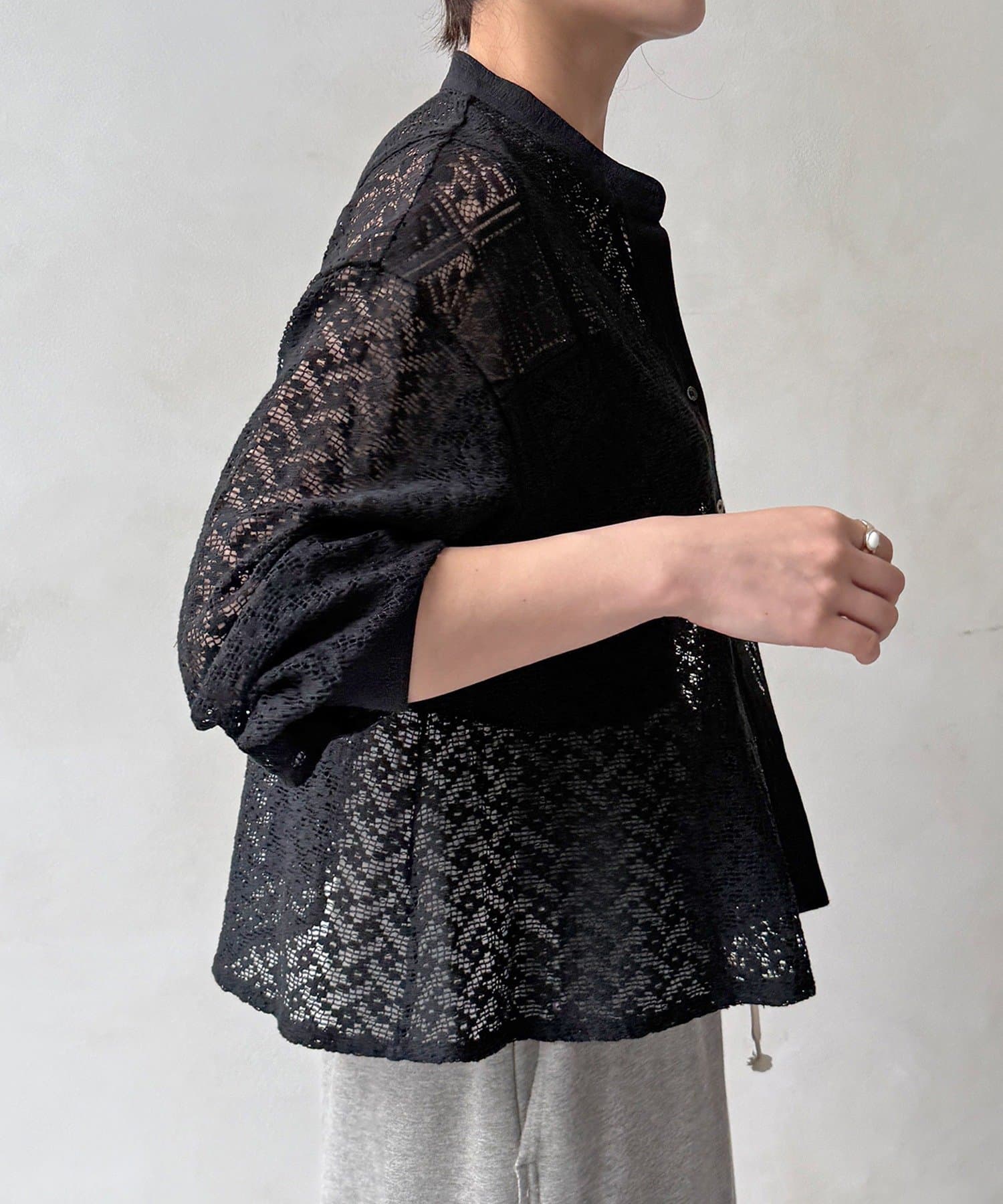 DOUDOU(ドゥドゥ) 【WEB限定】ラッセル花柄レースシャツ