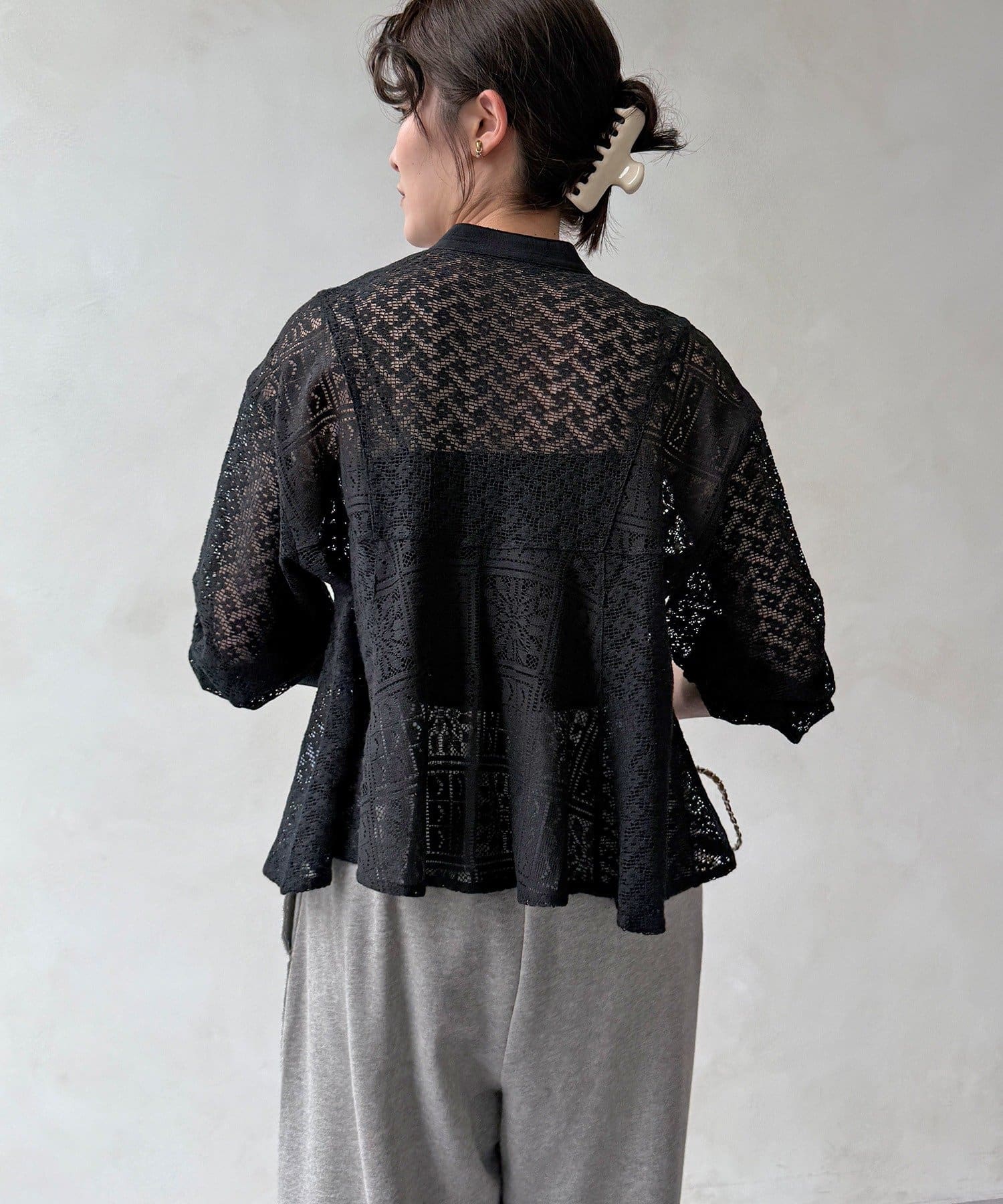 DOUDOU(ドゥドゥ) 【WEB限定】ラッセル花柄レースシャツ