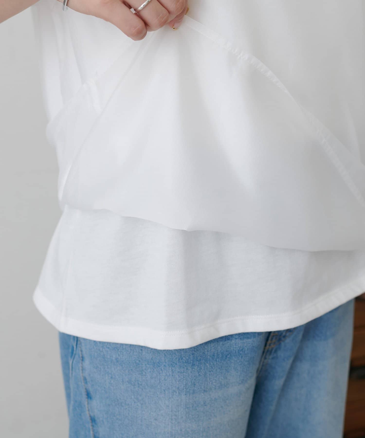 DISCOAT(ディスコート) 【WEB限定】シアーレイヤードTシャツ
