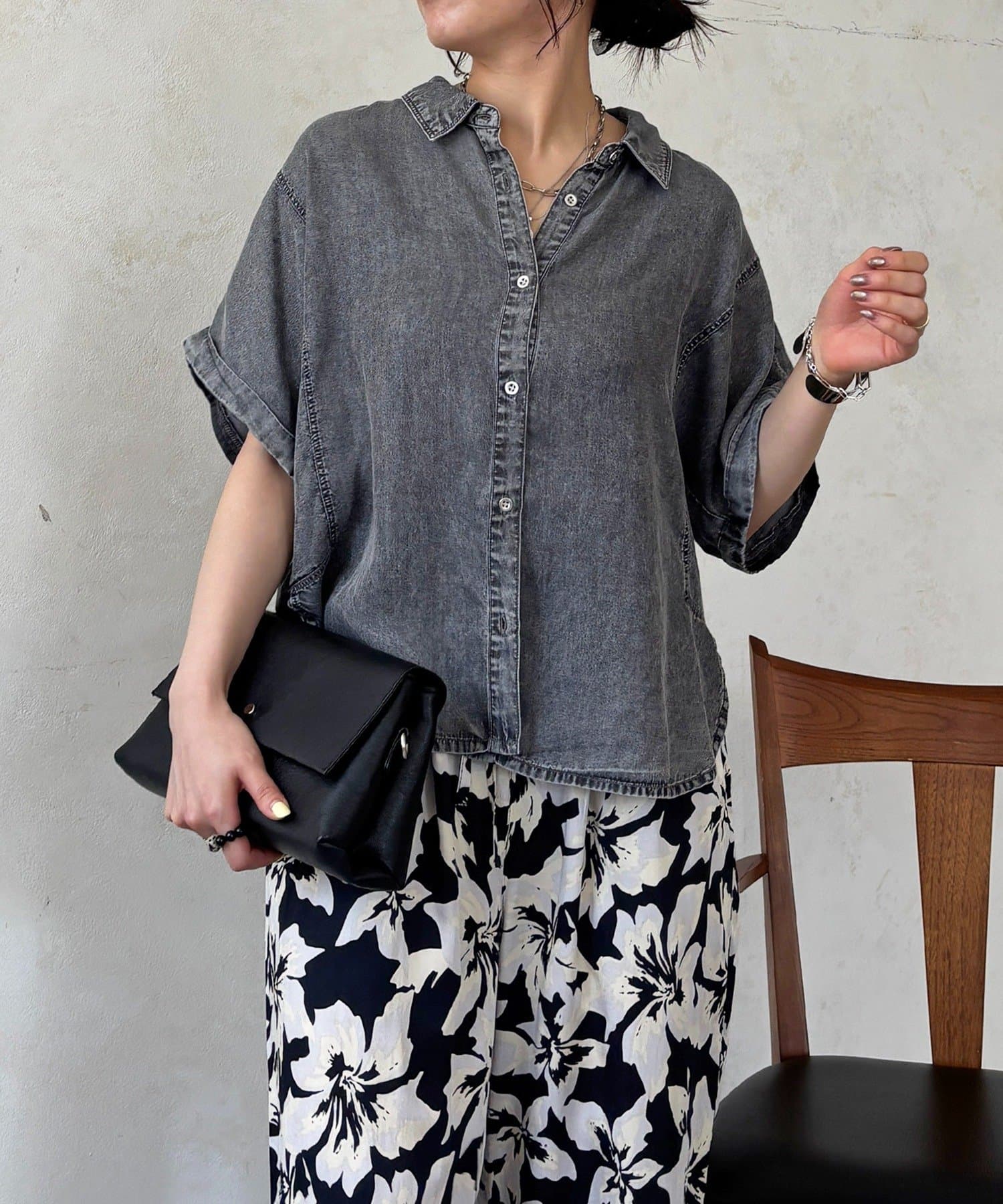 un dix cors(アンディコール) デニムハーフスリーブシャツ