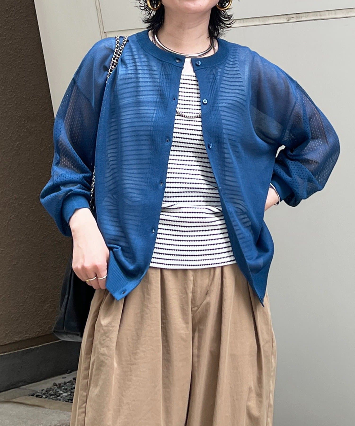 un dix cors(アンディコール) メッシュスリーブカーデ
