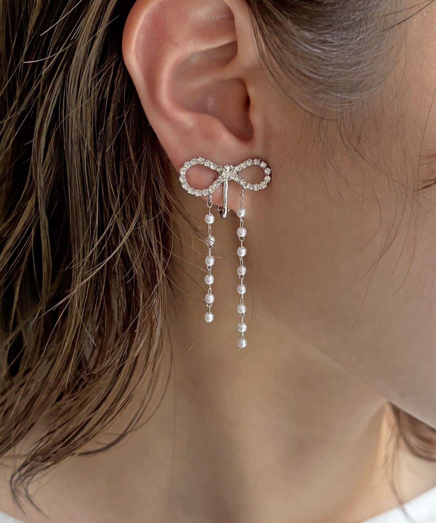 Lattice(ラティス) パールリボンイヤリング