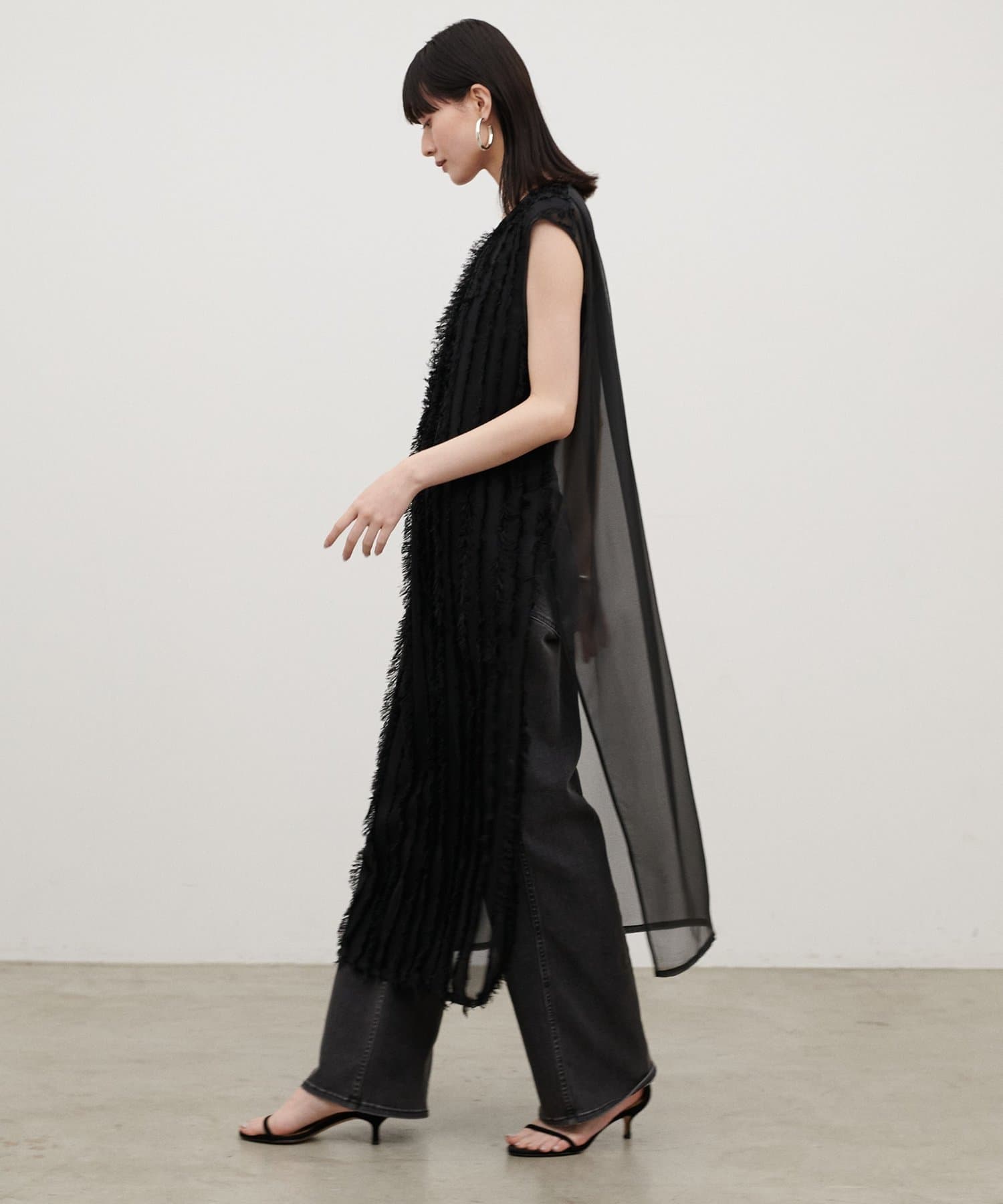 LARUTA(ラルータ) フリンジストライプジャガードワンピース