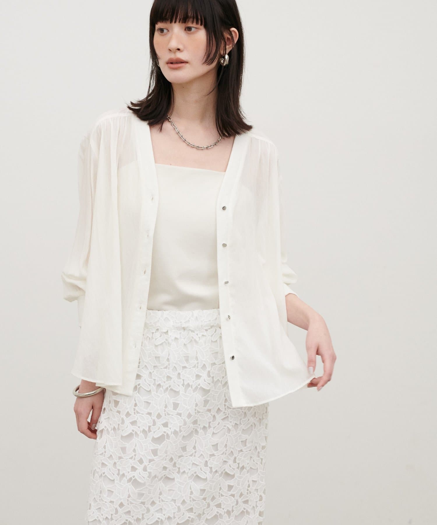 LARUTA(ラルータ) 強撚シアーシャツカーデ