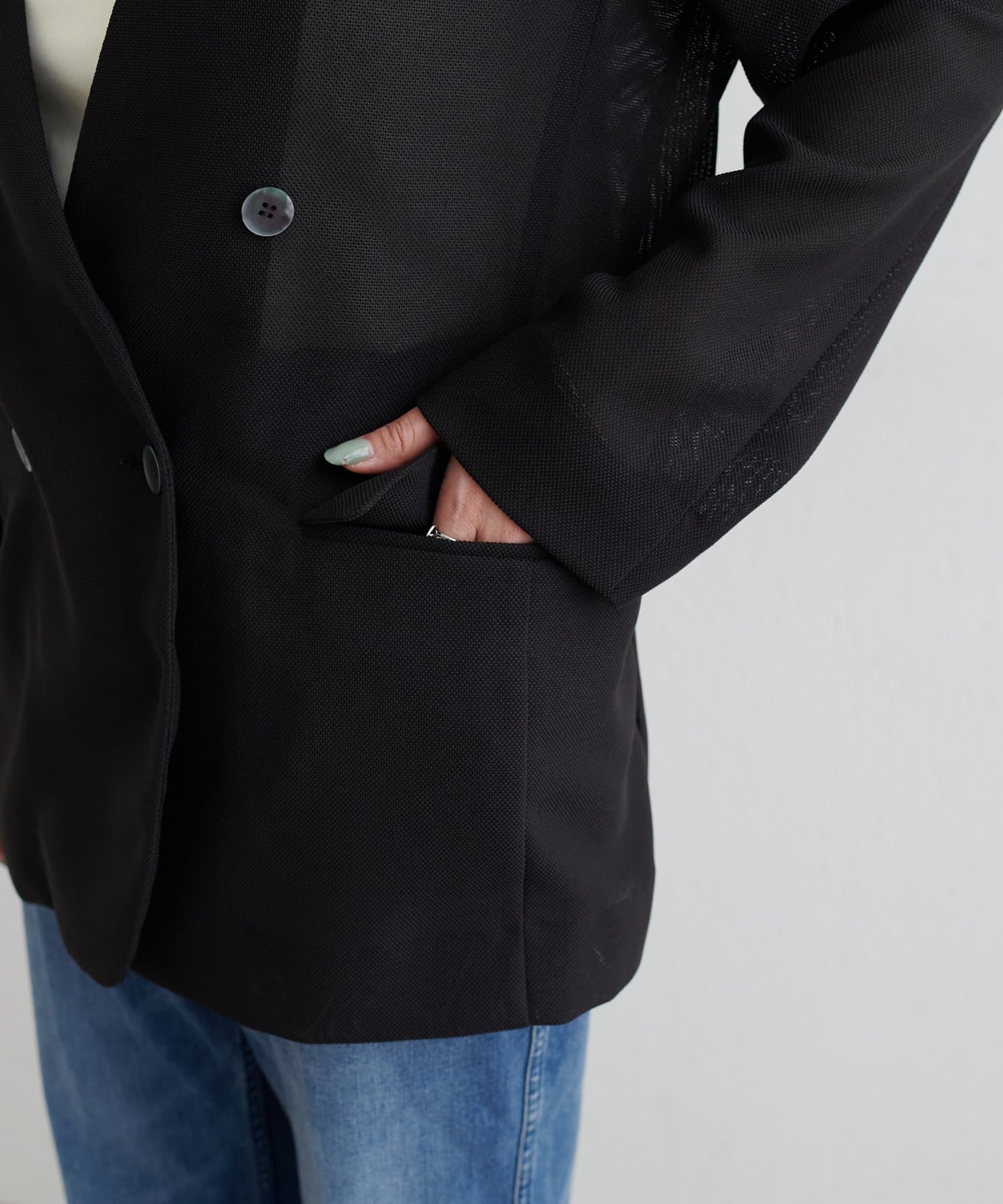 LARUTA(ラルータ) ノーカラーメッシュジャケット