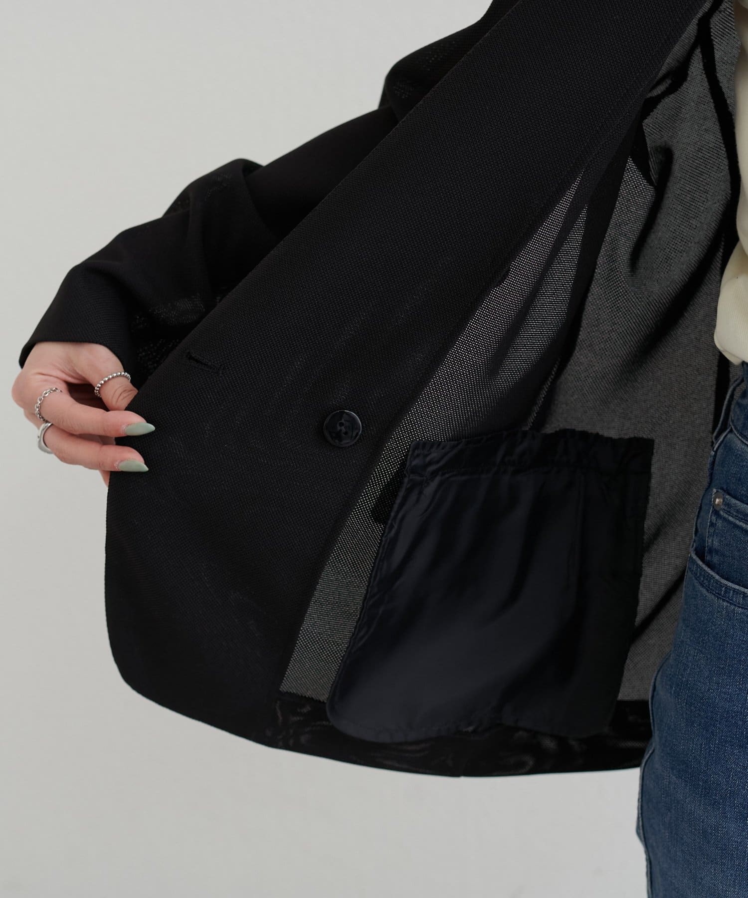 LARUTA(ラルータ) ノーカラーメッシュジャケット