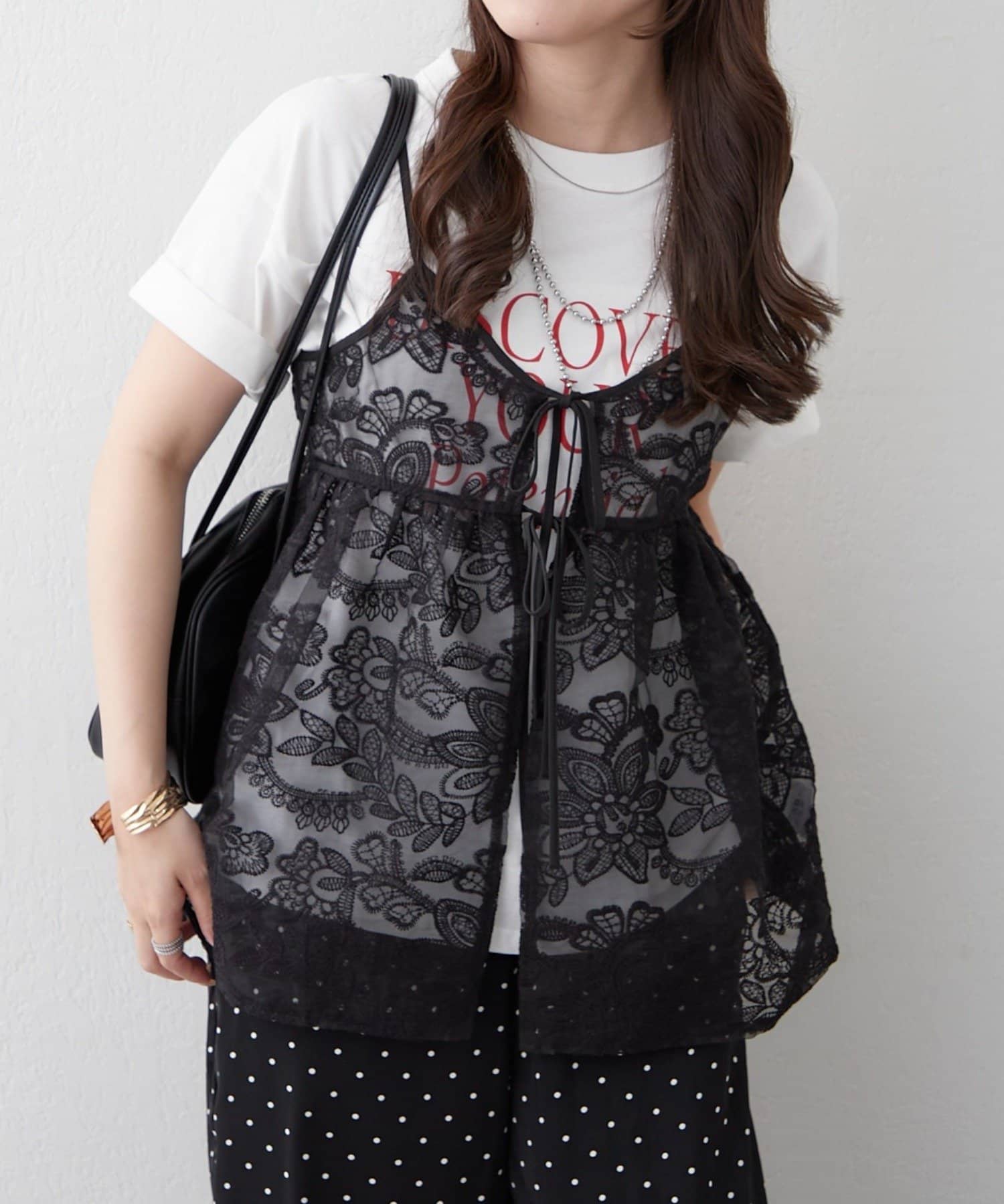 Remind me and forever(リマインドミーアンドフォーエバー) レースキャミチュニックブラウス