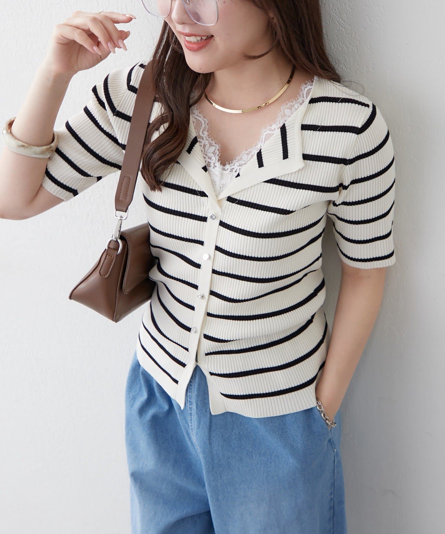 Remind me and forever(リマインドミーアンドフォーエバー) レースドッキングVネックプルオーバー