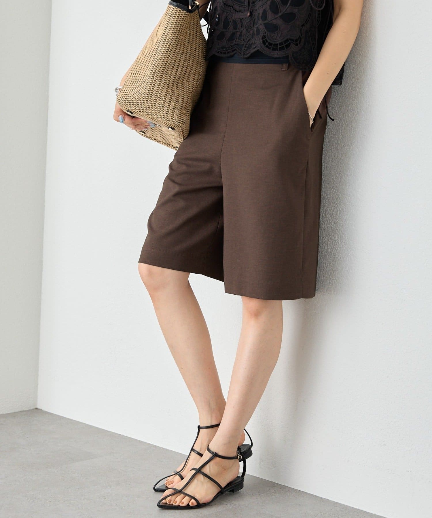 RIVE DROITE(リヴドロワ) 予約【接触冷感】リネンライクハーフパンツ / 6月中旬お届け予定