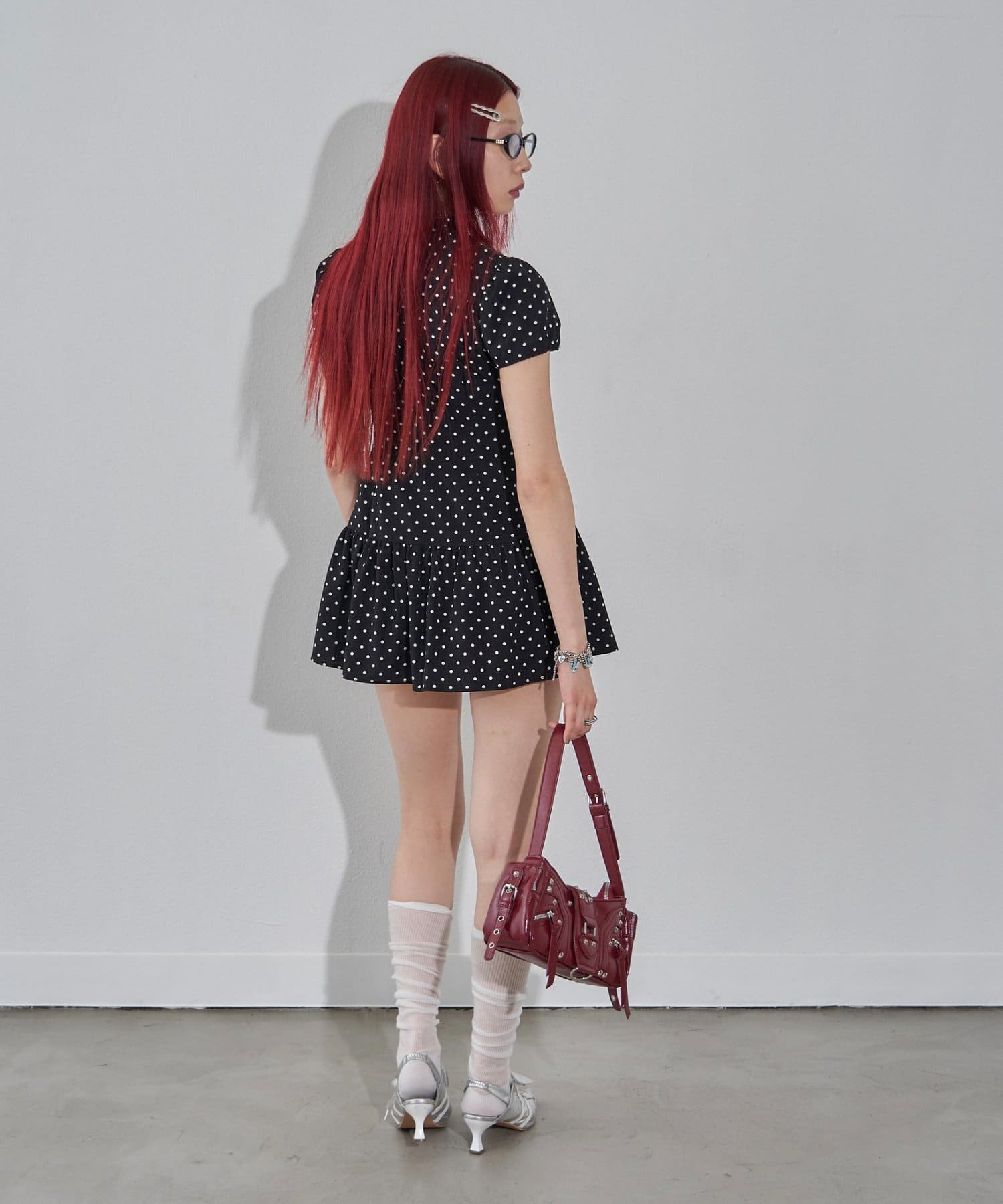 WHO’S WHO gallery(フーズフーギャラリー) Wボタンギャザーワンピ（無地/チェック/ドット）