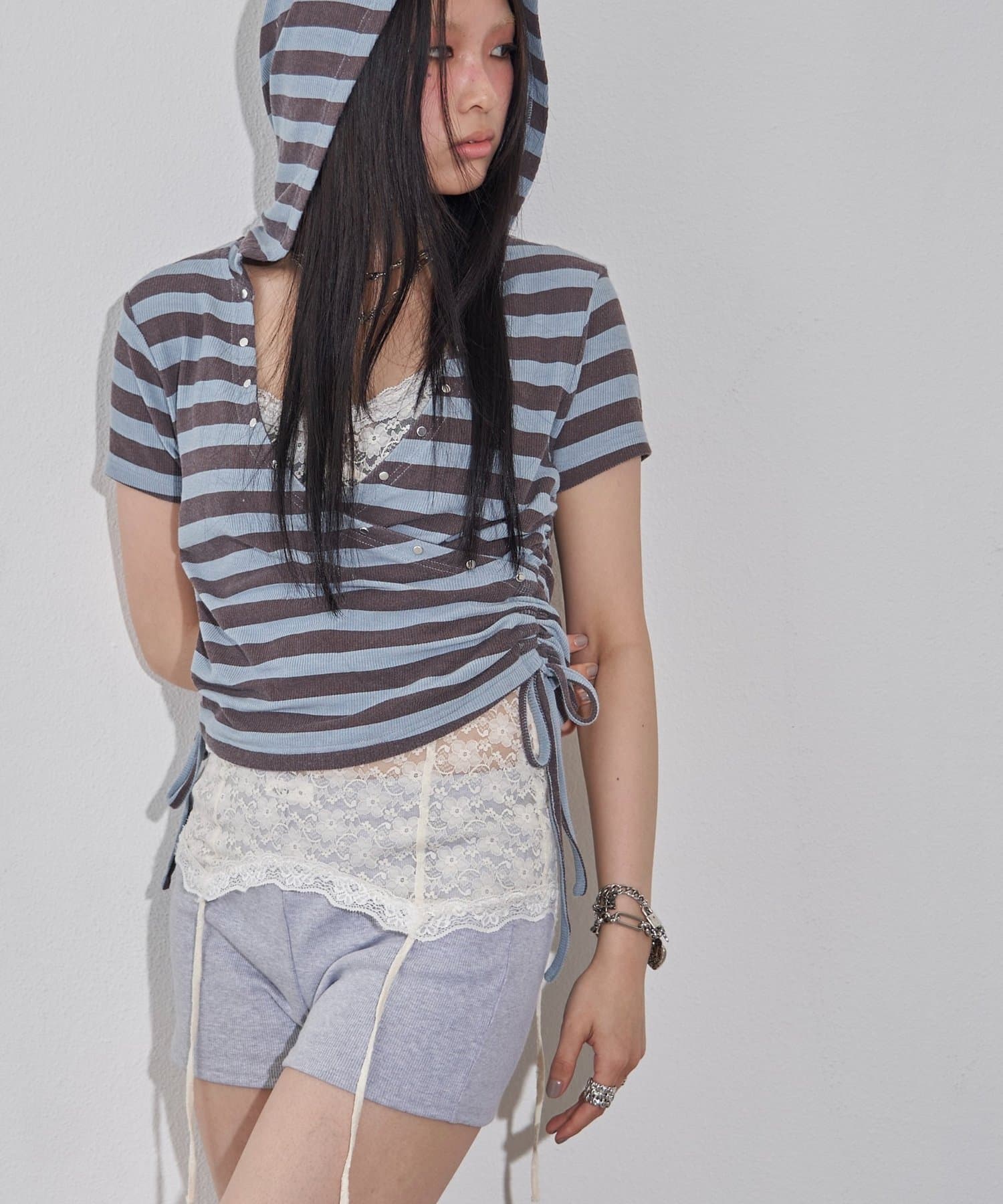 WHO’S WHO gallery(フーズフーギャラリー) リブカシュクールフレンチフーディ（無地/ボーダー/スター）