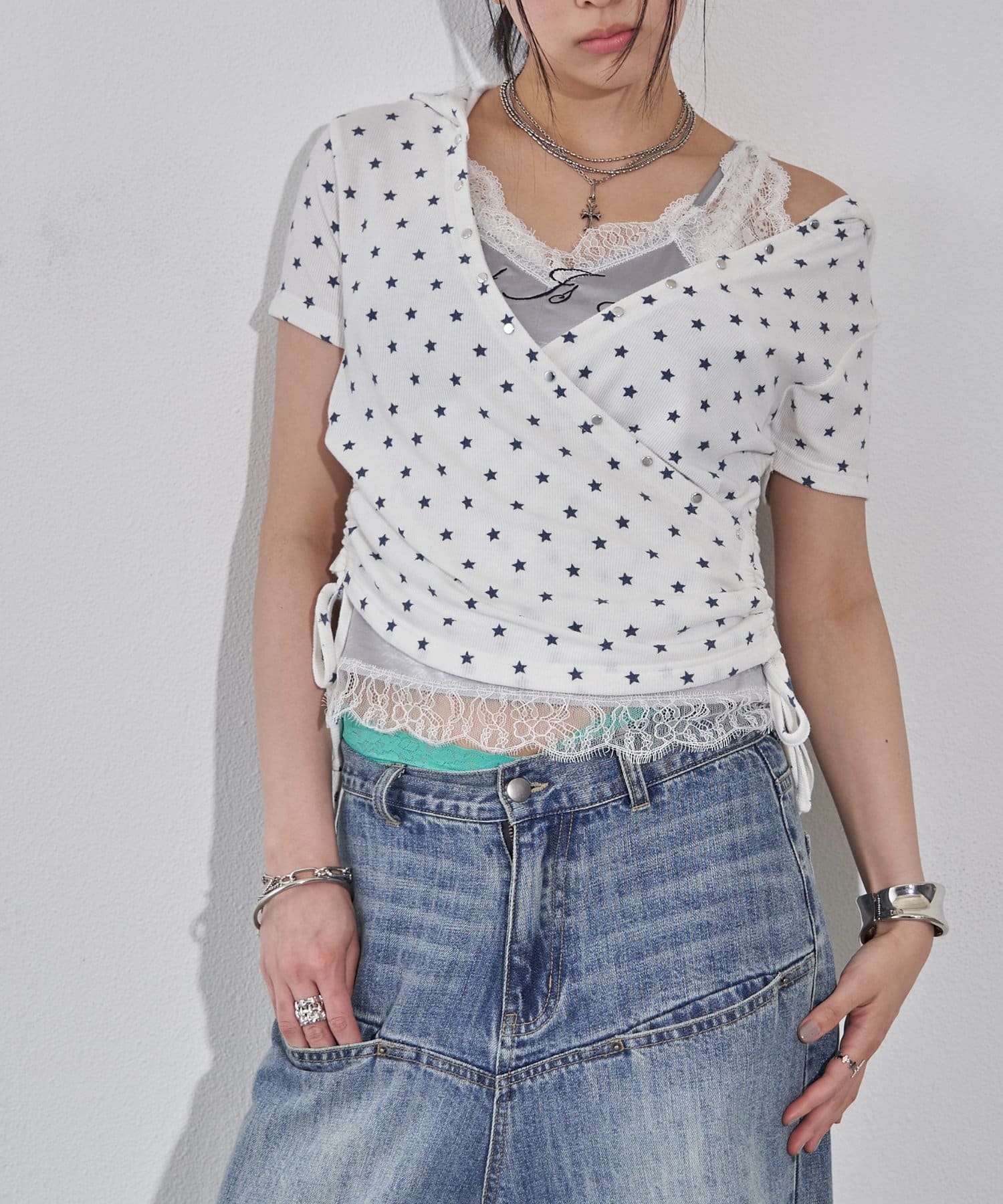 WHO’S WHO gallery(フーズフーギャラリー) リブカシュクールフレンチフーディ（無地/ボーダー/スター）