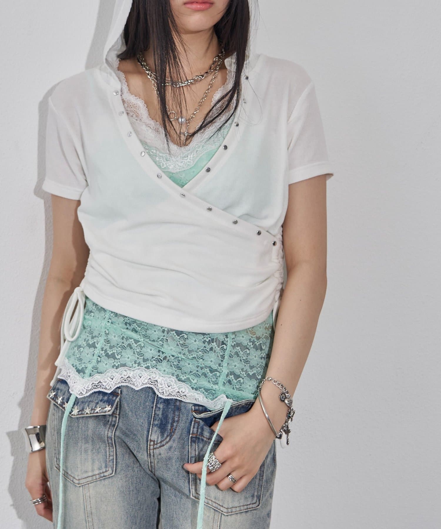 WHO’S WHO gallery(フーズフーギャラリー) リブカシュクールフレンチフーディ（無地/ボーダー/スター）